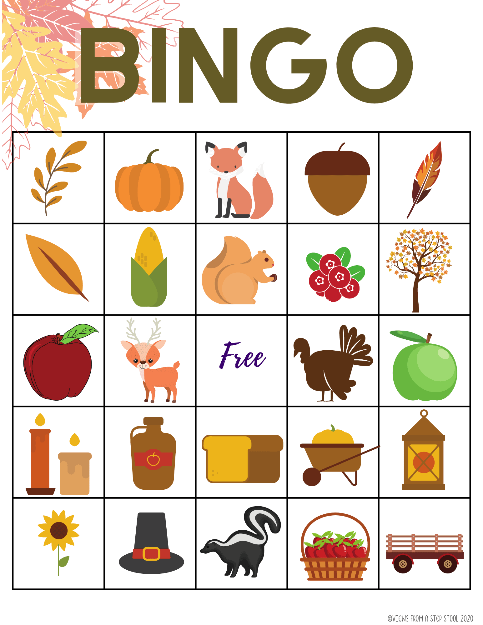 Printable Fall Bingo Game For Kids Views From A Step Stool
