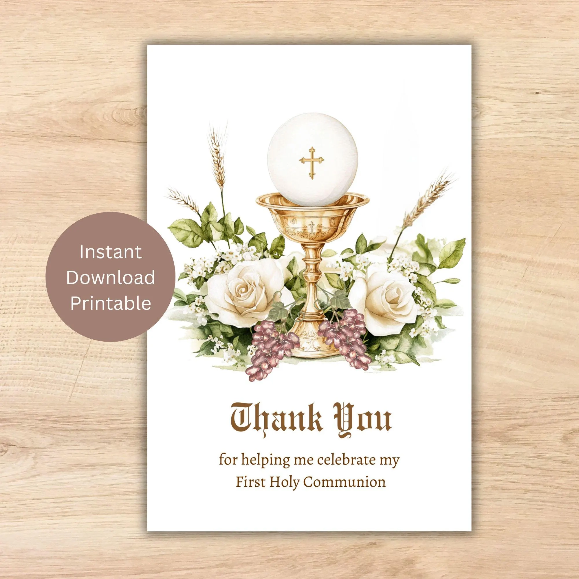 Printable First Communion Thank You Card Catholic Sacrament Gratitude Instant Download Etsy Israel