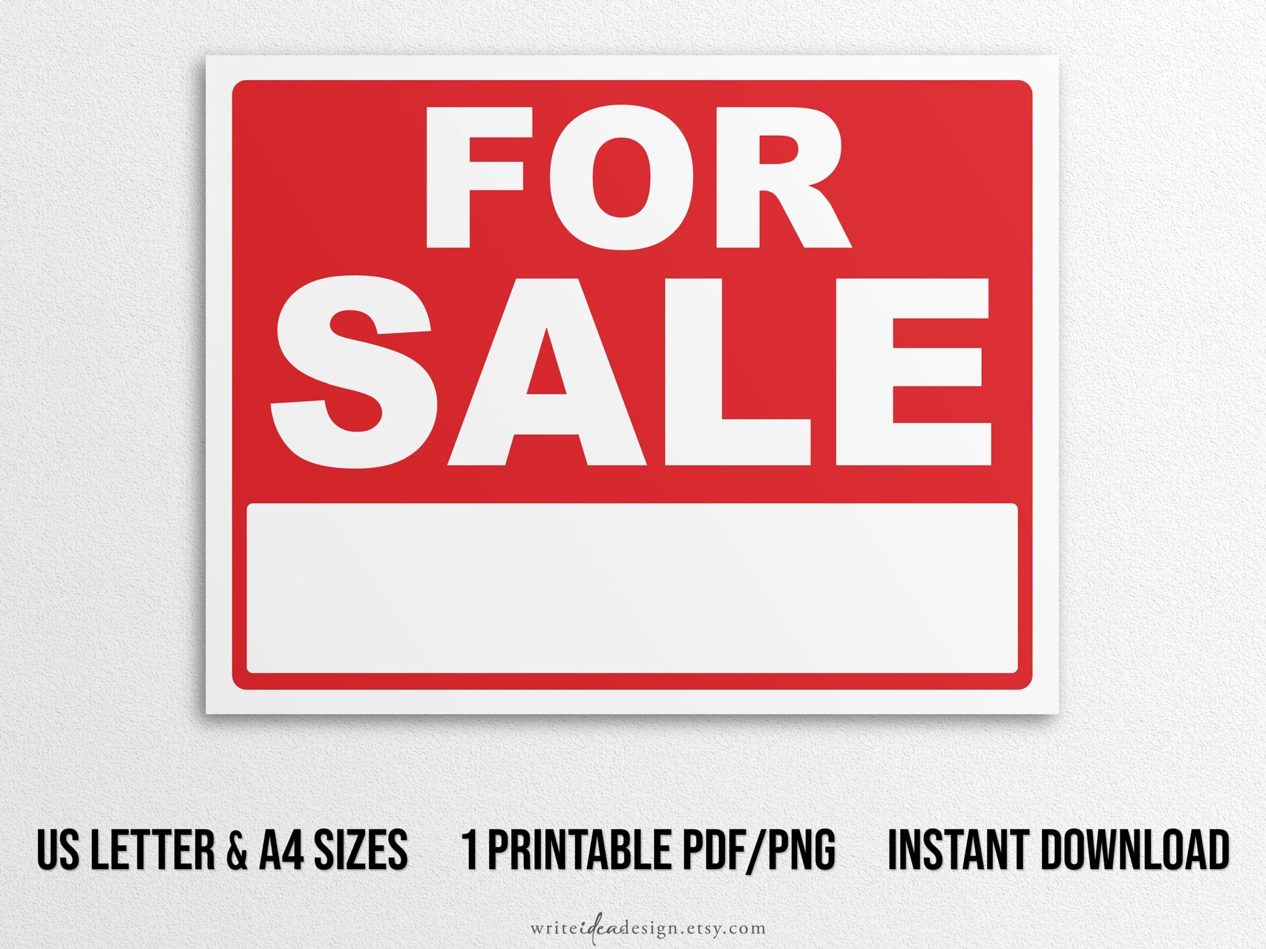 Printable For Sale Sign US Letter And A4 Sizes Instant Download PDF PNG Etsy