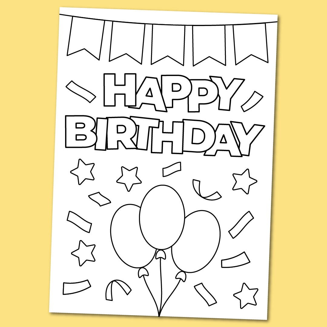 Printable Happy Birthday Coloring Card AllFreeKidsCrafts