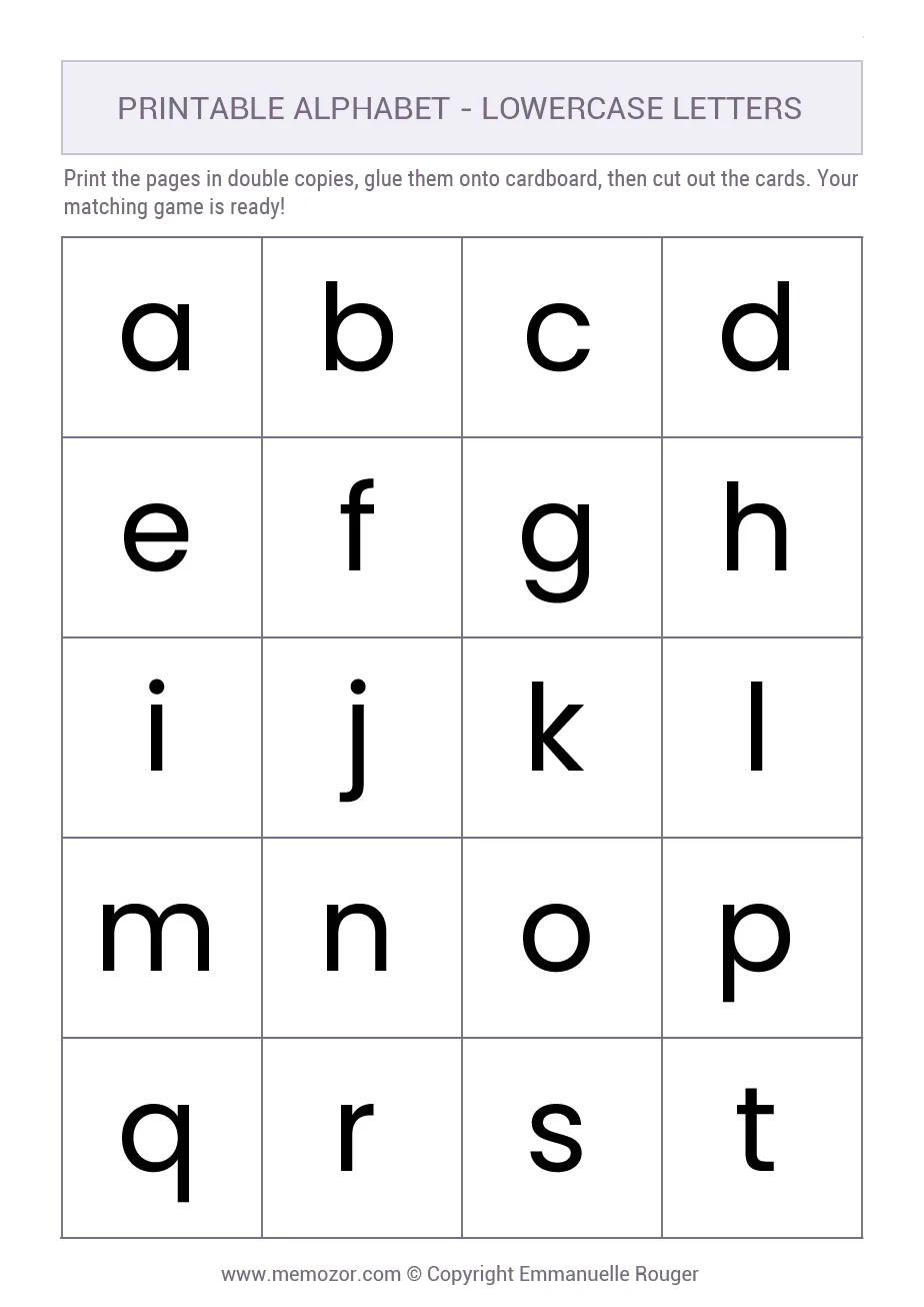 Printable Lowercase Alphabet Letters 26 Letters a z Memozor