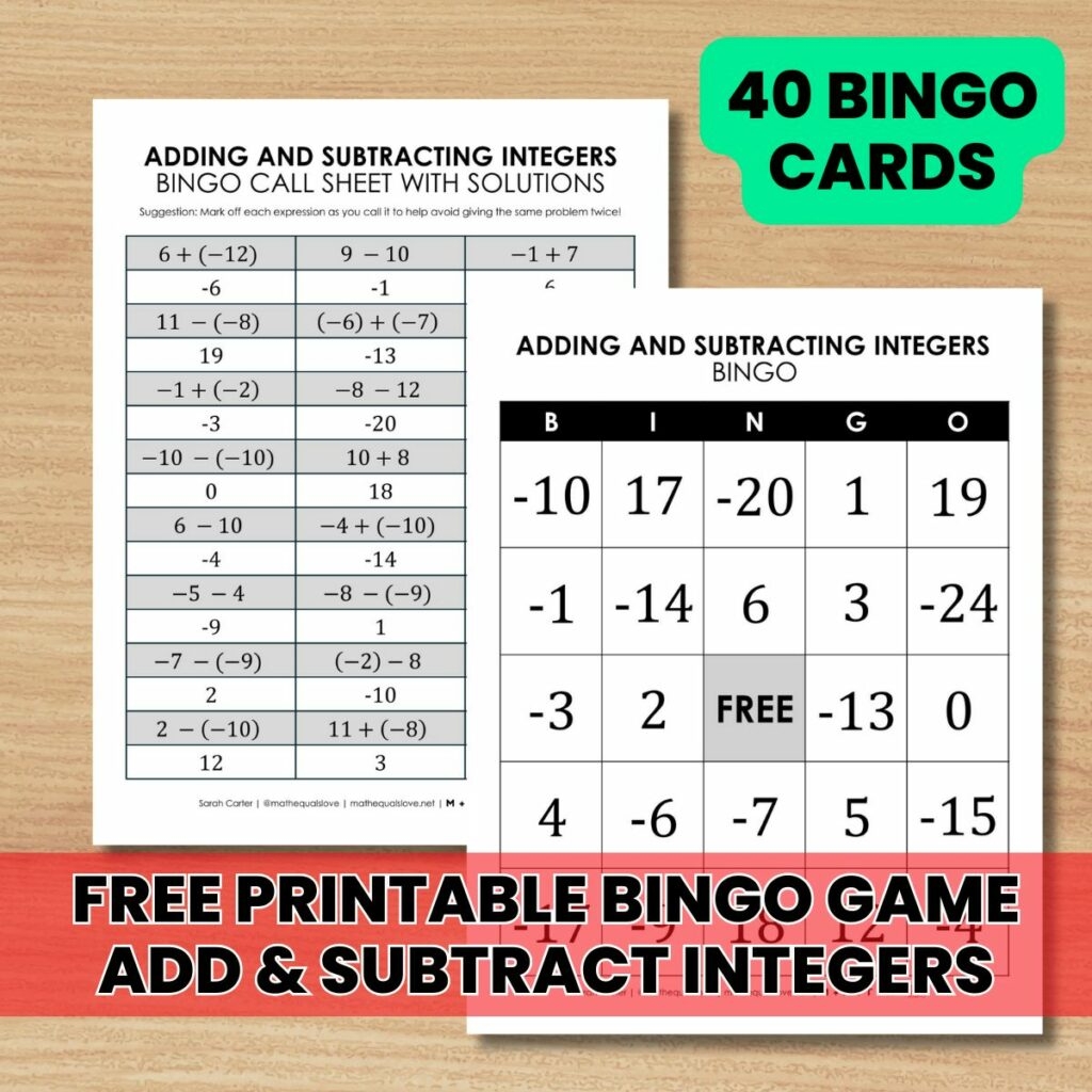 Printable Math Bingo Games Free PDF Downloads 