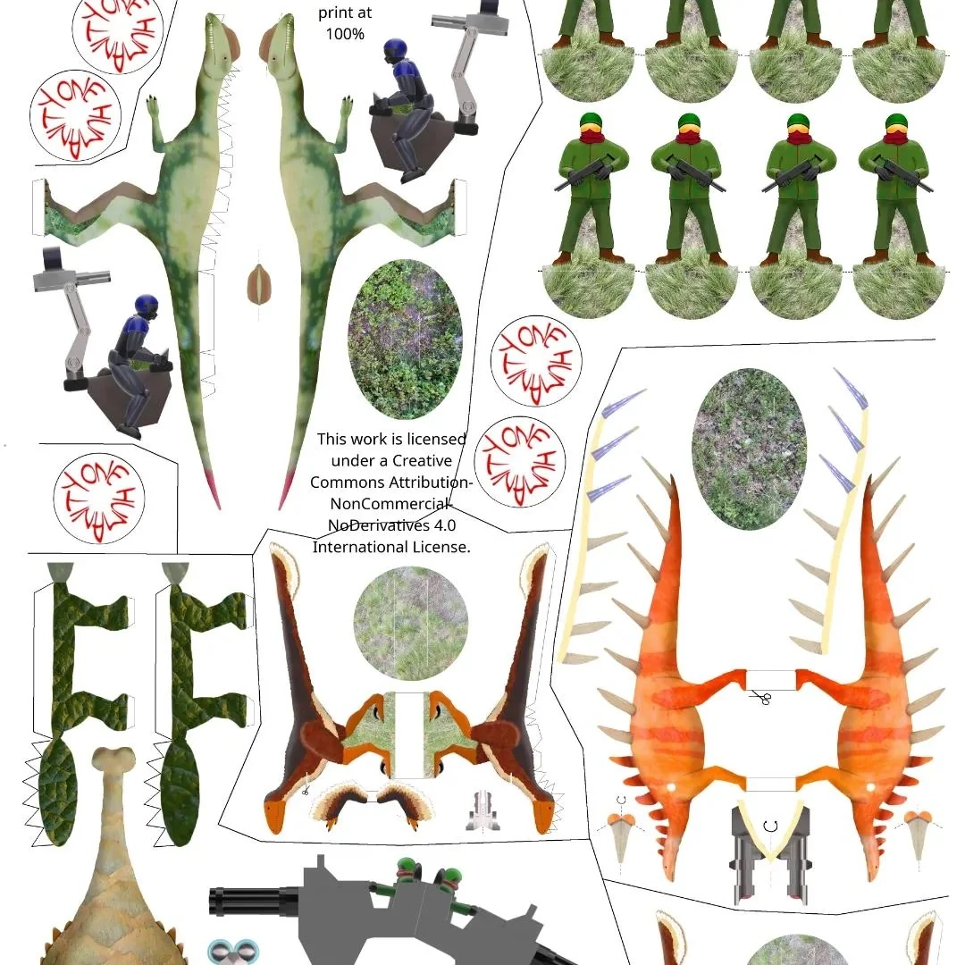 Printable Papercraft Miniatures For My Free Wargame Ruleset DinO War R printandplay