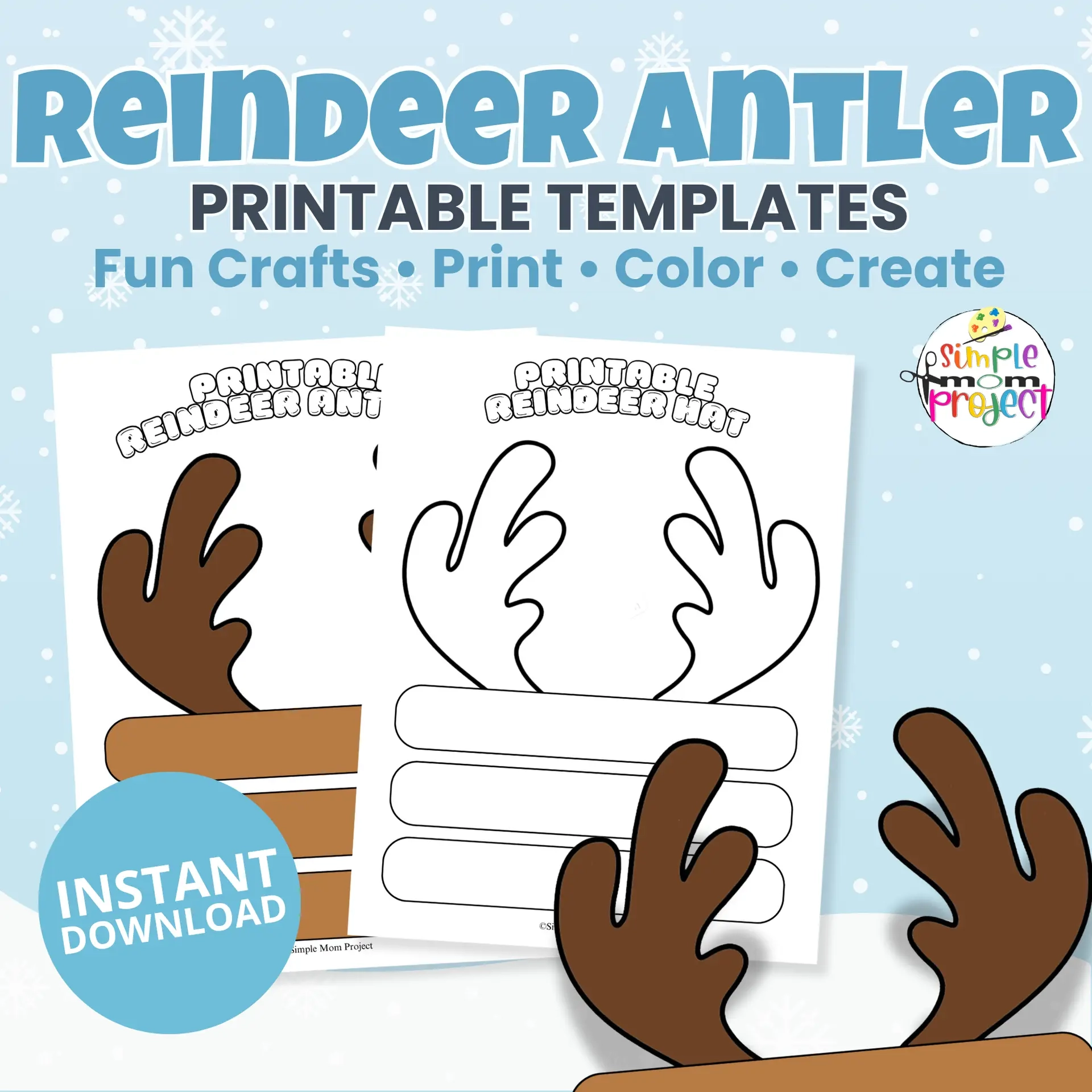 Printable Reindeer Antlers Headband Fun Winter Craft For Kids Simple Mom Project Store