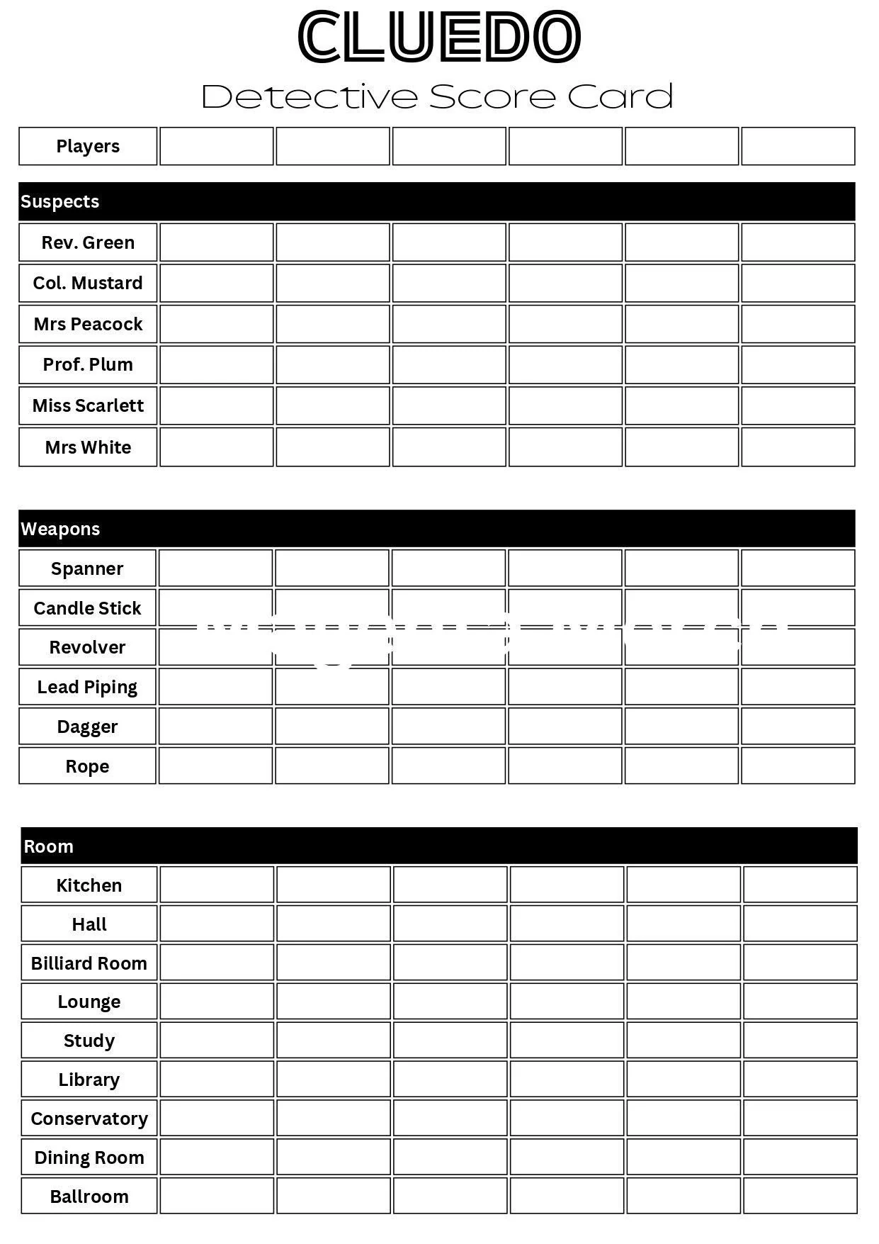 Printable Replacement Score Sheets Compatible With Clue Cluedo A4 And A5 PDF Formats Etsy Printable Replacement Score Sheets Compatible With Clue Cluedo A4 And A5 PDF Formats Etsy