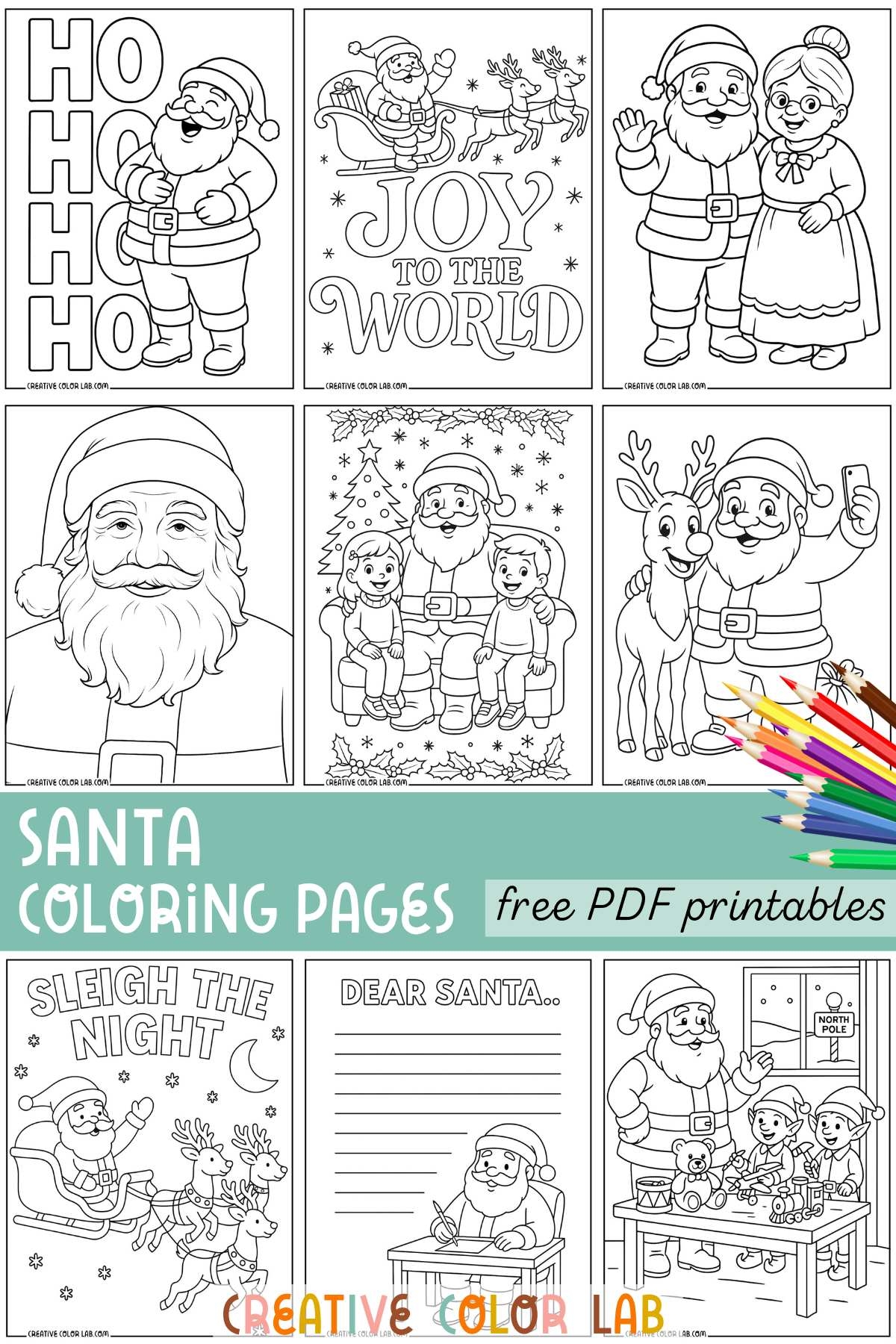 Printable Santa Coloring Pages Free PDF Downloads