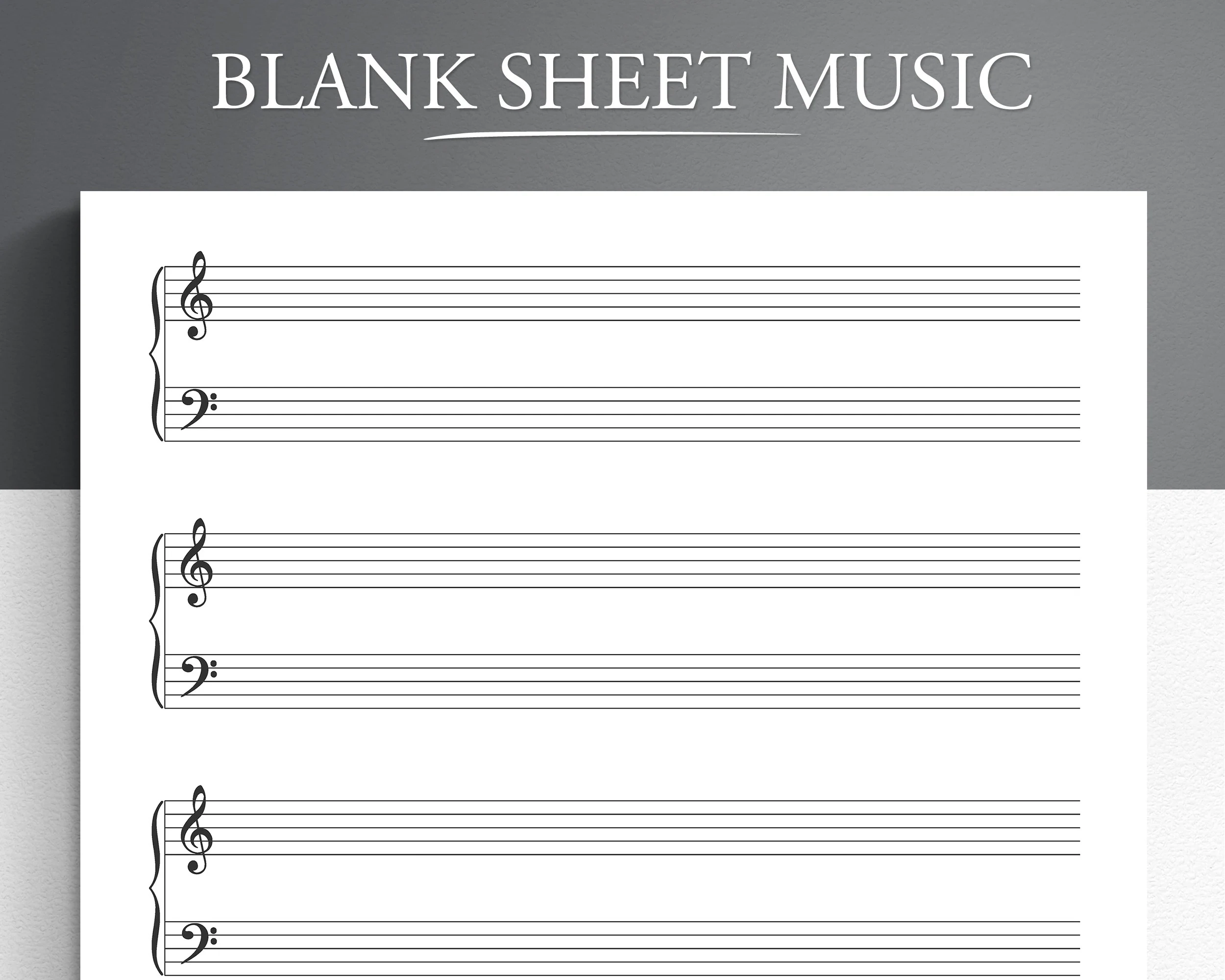 Printable Sheet Music For Letter a4 Blank Sheet Music Printable Piano Staff Paper Blank Music Paper Etsy