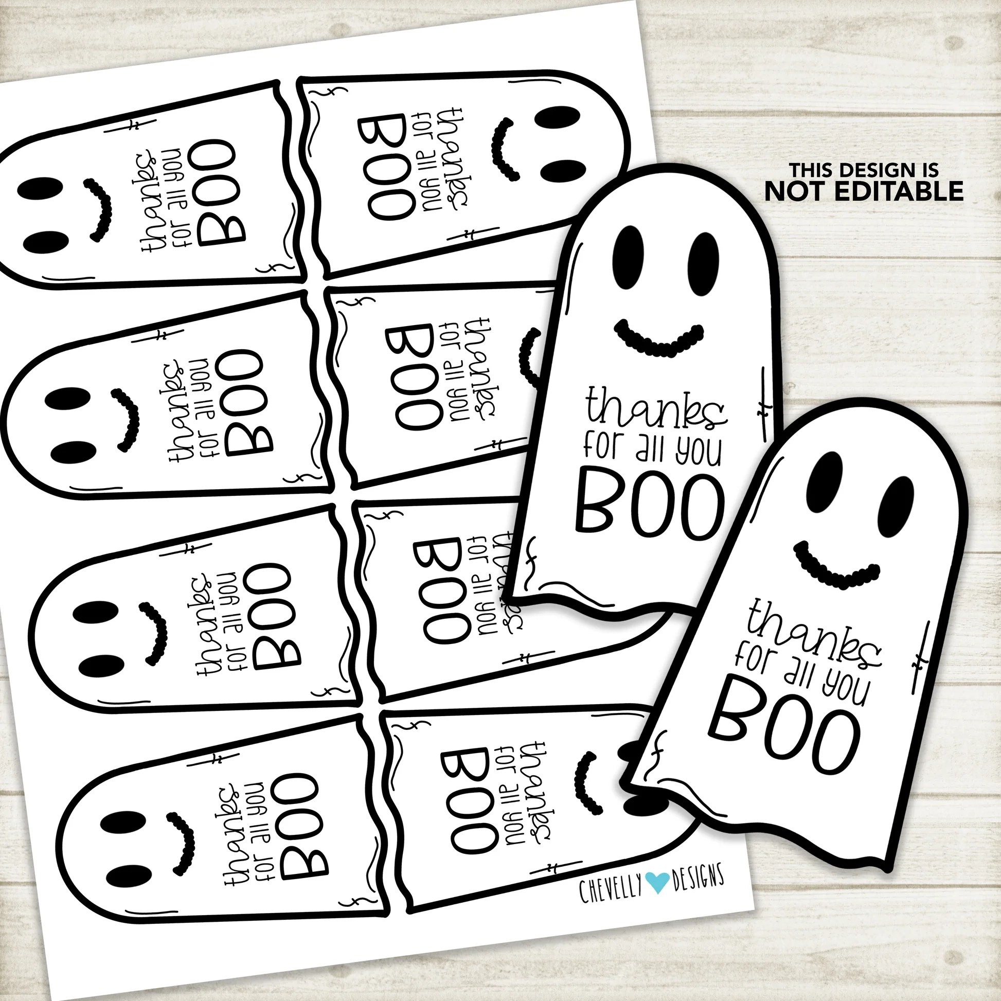 Printable Thanks For All You BOO Ghost Gift Tags For Halloween Ins Chevelly Designs