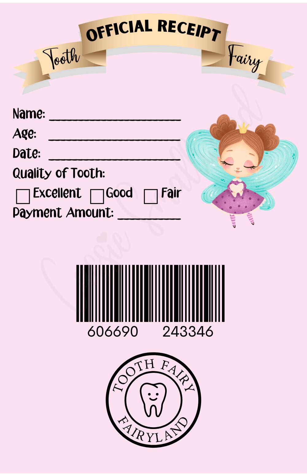 Printable Tooth Fairy Receipt For Girls Cassie Smallwood Printable Tooth Fairy Receipt For Girls Cassie Smallwood