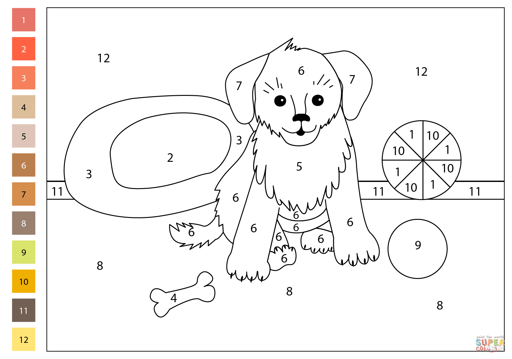 Puppy Color By Number Coloring Page Free Printable