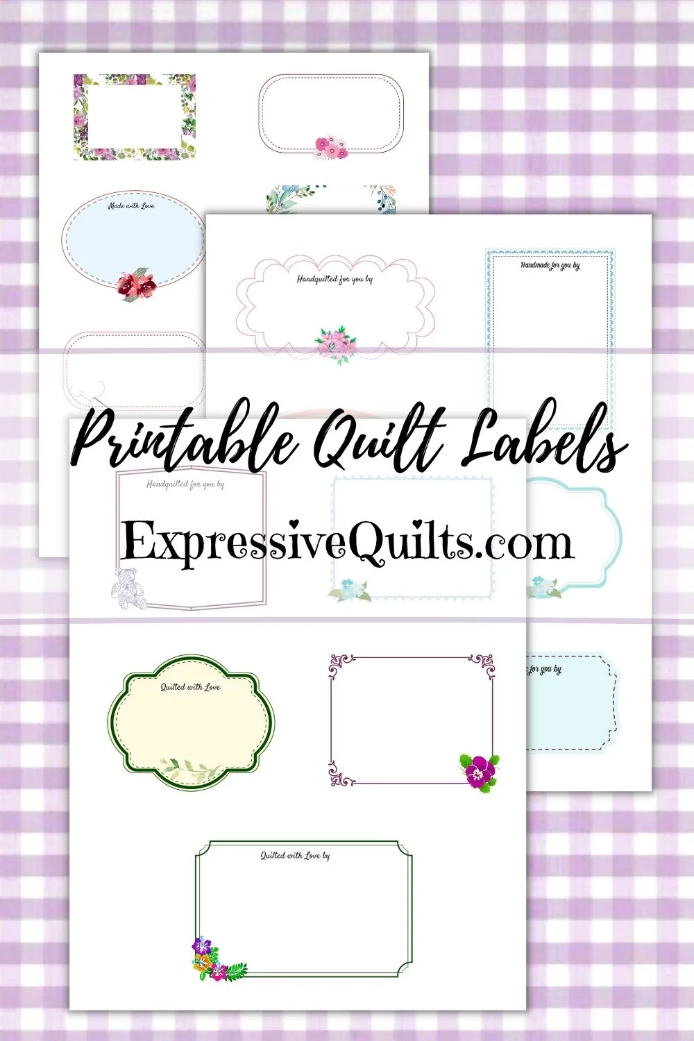 Quilt Labels Printable Digital Download 18 Labels Expressivequilts