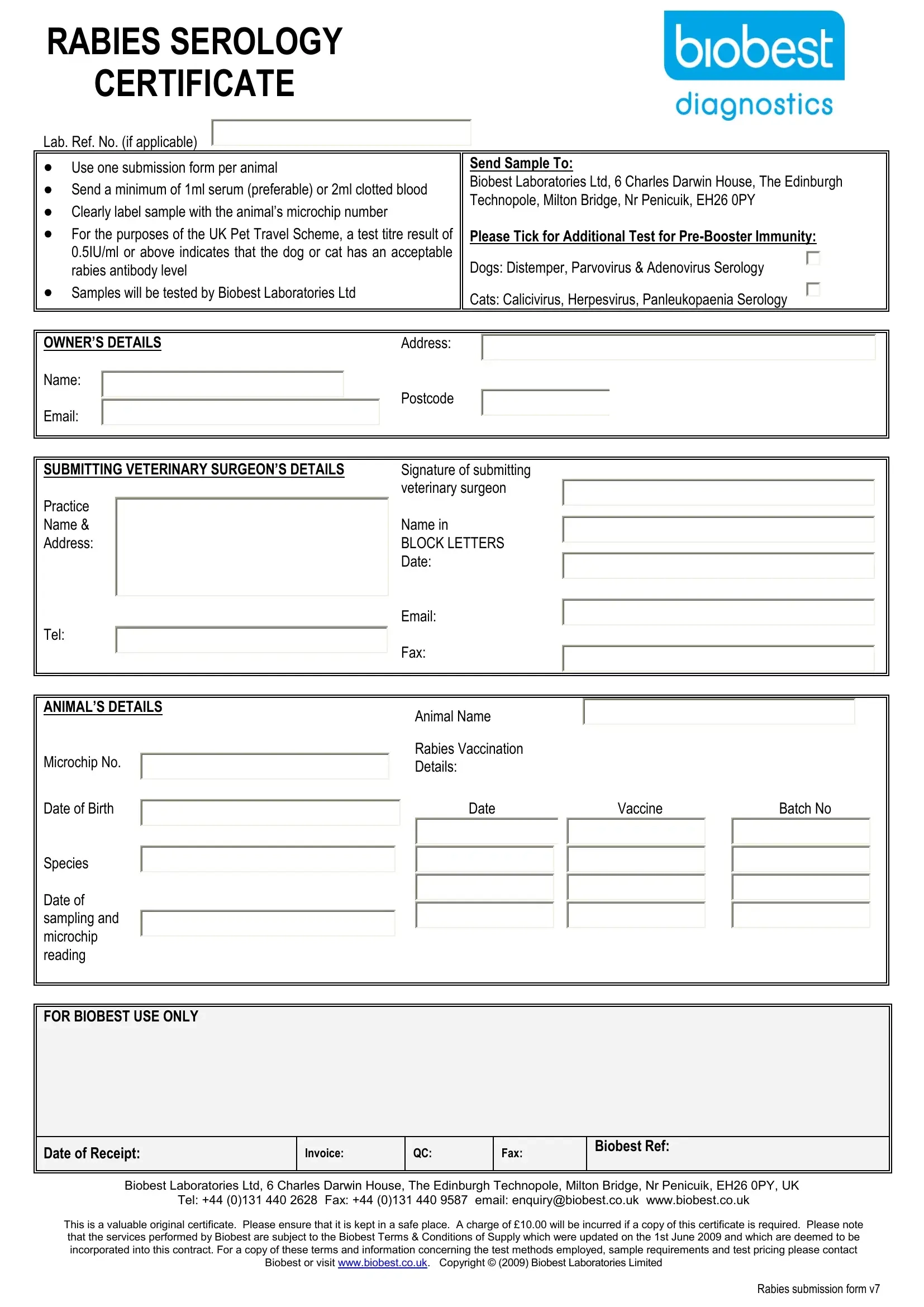 Rabies Serology Certificate PDF Form FormsPal
