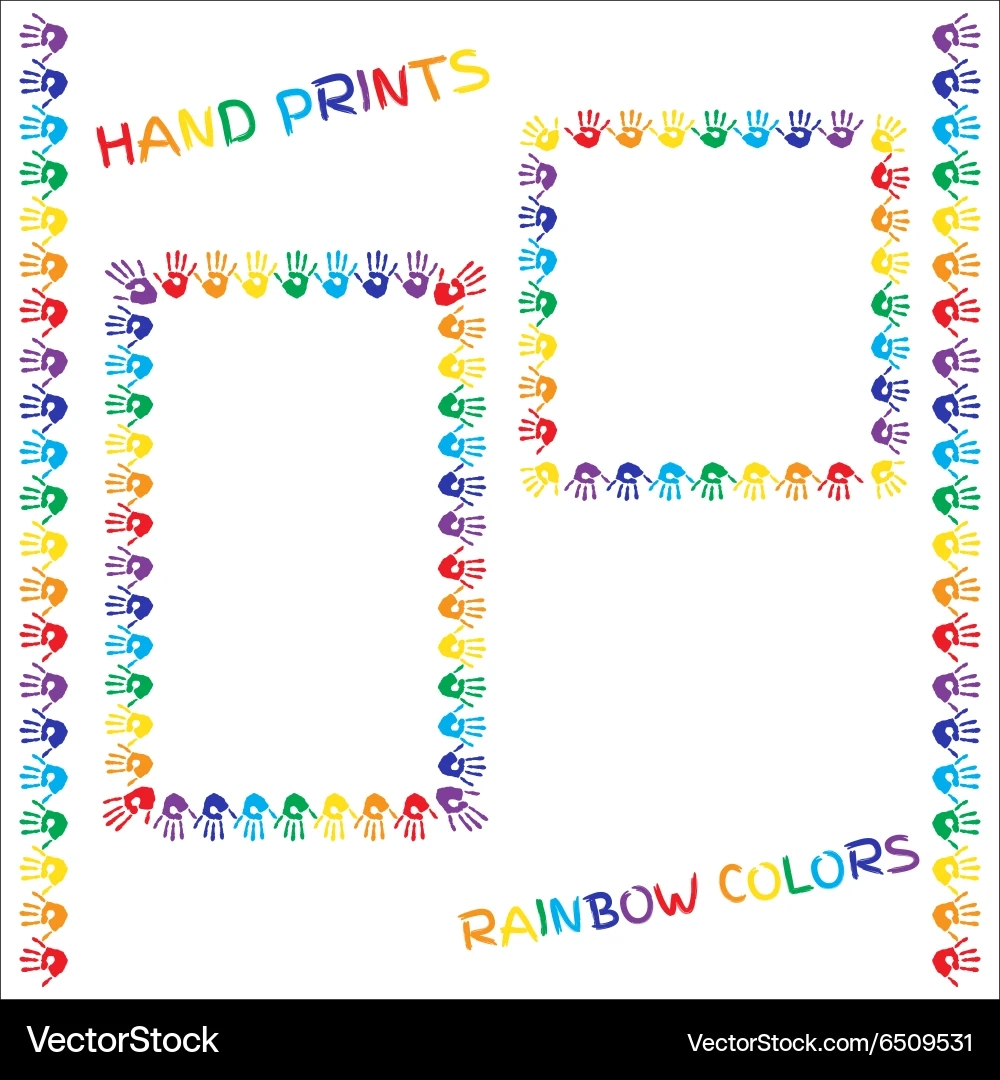 Rainbow Hand Print Borders Frames Free Vector VectorStock