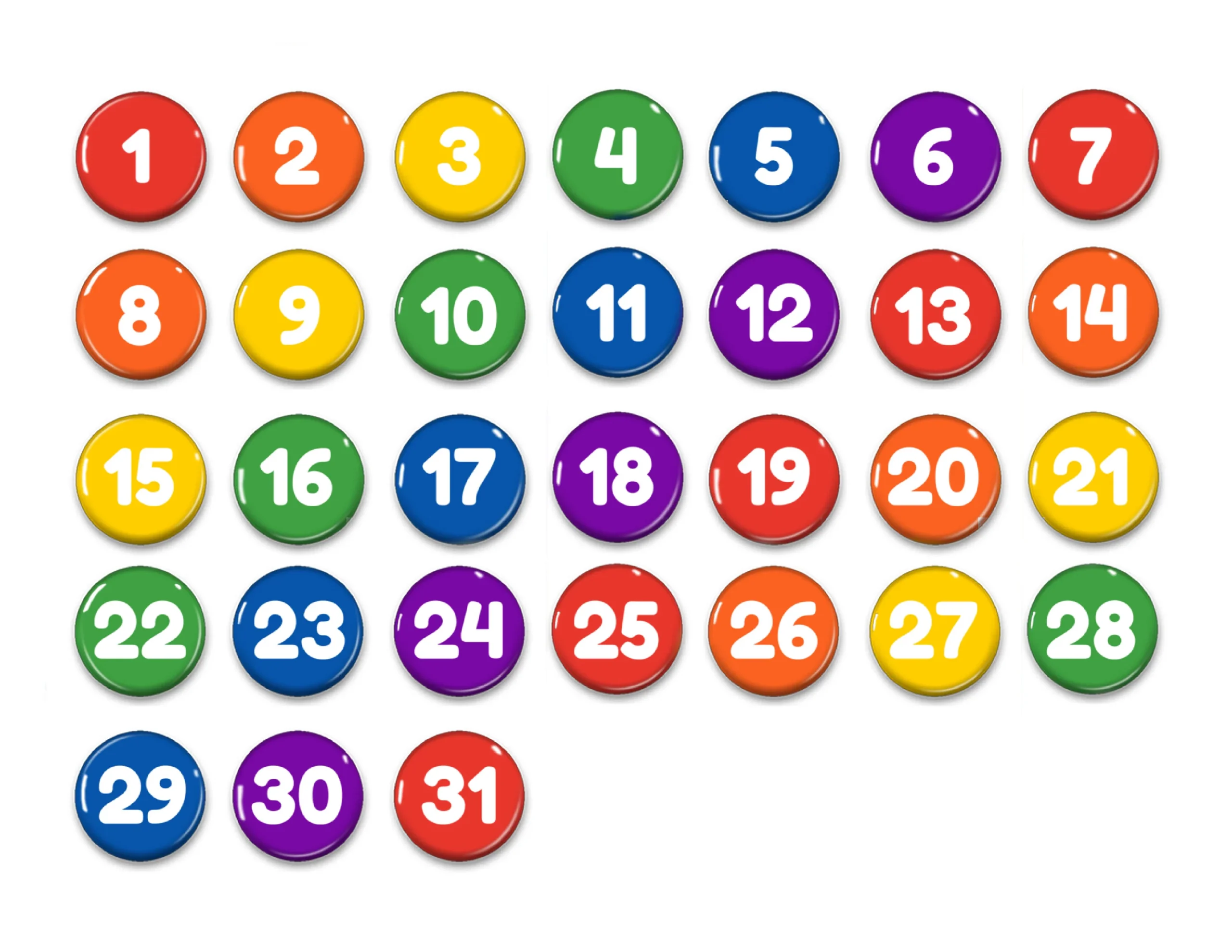 Rainbow Perpetual Calendar 1 numbers 1 31 magnets days Of The Month Etsy New Zealand