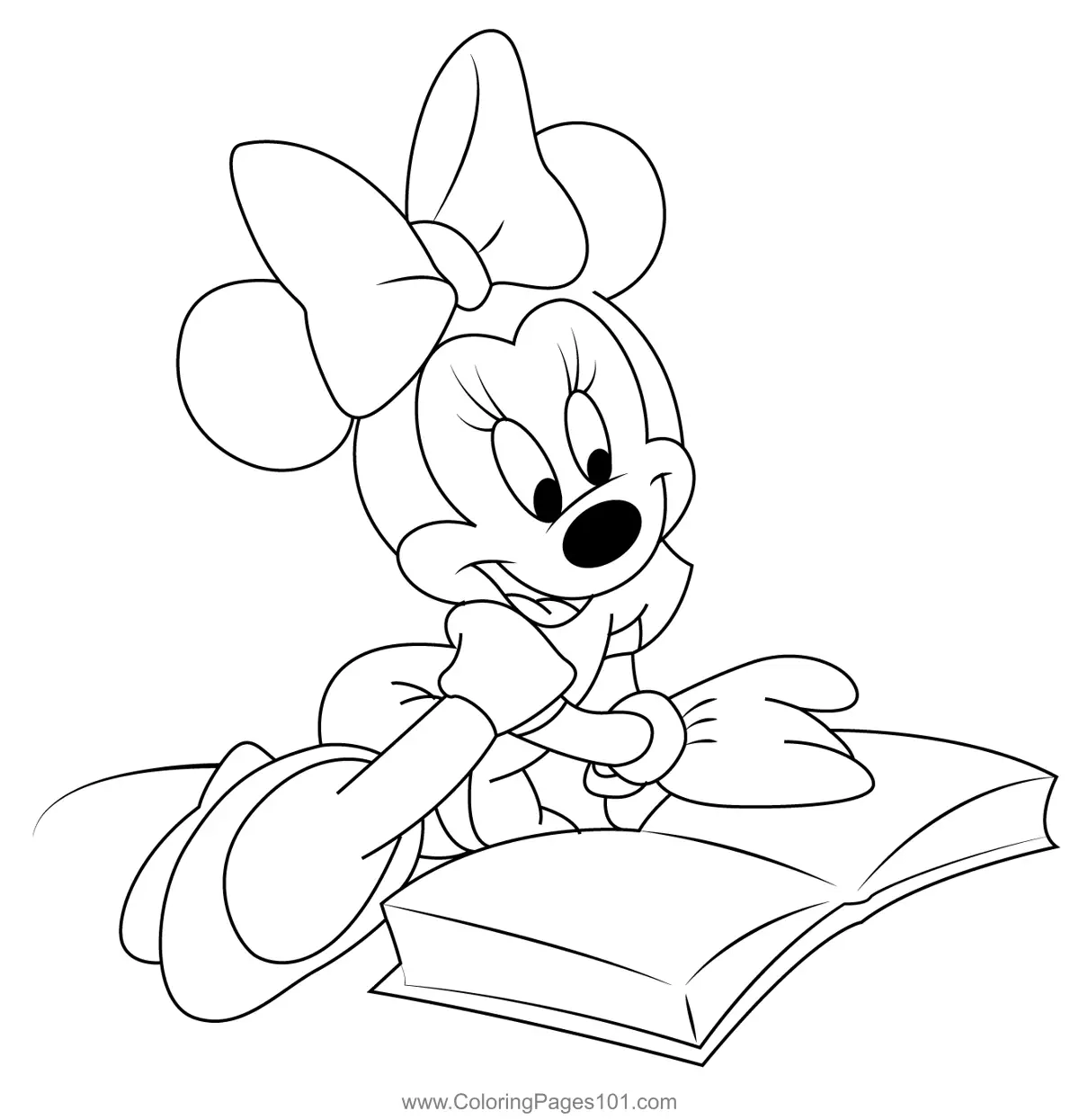 Reading Book Coloring Page For Kids Free Minnie Mouse Printable Coloring Pages Online For Kids ColoringPages101 Coloring Pages For Kids