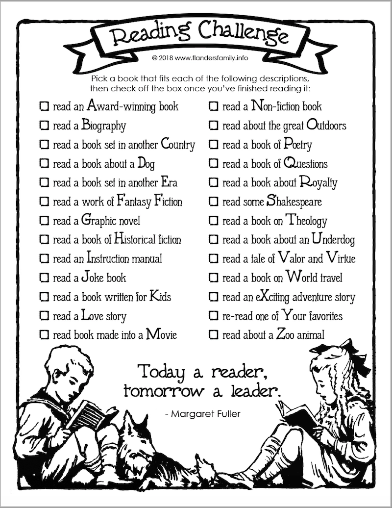Reading Challenge For All Ages Free Printable Flanders Family Home Life