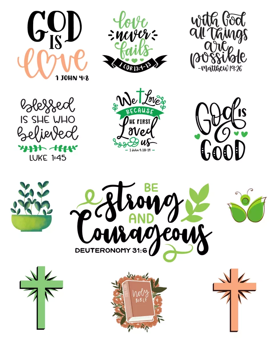 Religious Bible Verse Stickers 200Pcs Inspirational Jesus Faith Worksheets Library