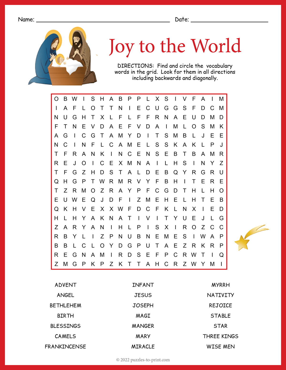 Religious Christmas Word Search Religious Christmas Word Search