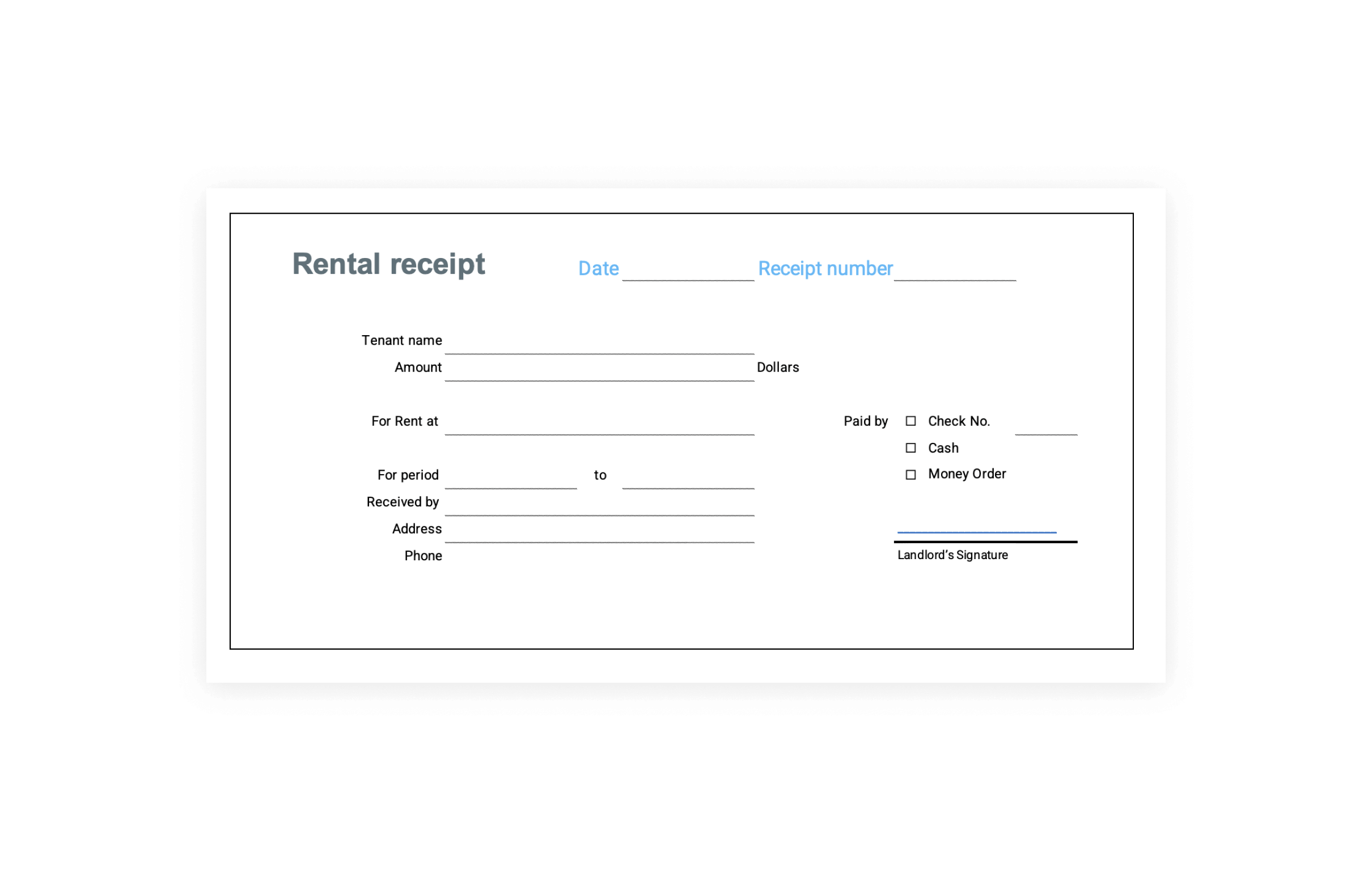 Rent Receipt Template Wise