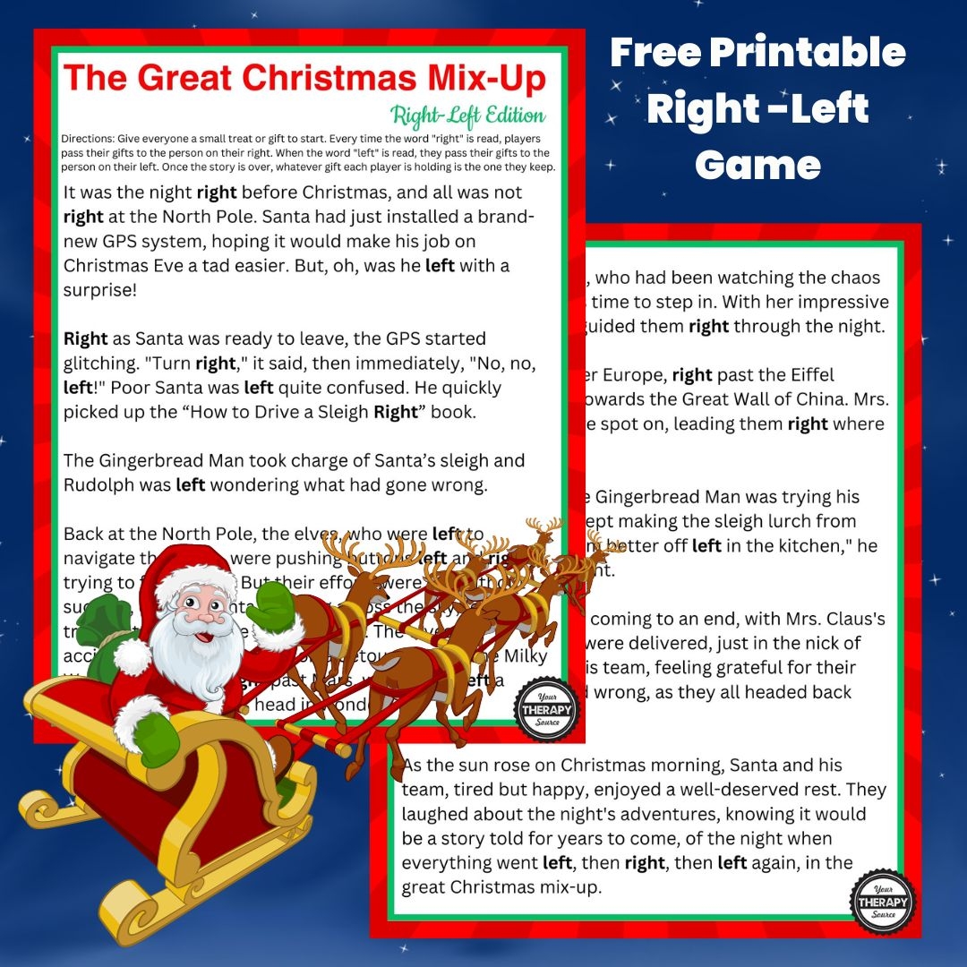 Right Left Christmas Game Printable Free Story Your Therapy Source