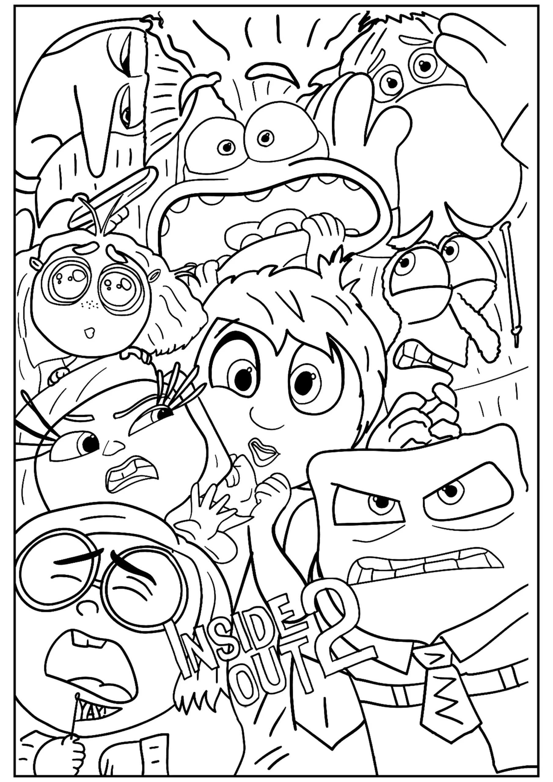 Riley And All Her Emotions Inside Out 2 Coloring Pages