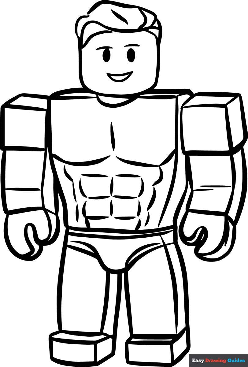 Roblox Bodybuilder Coloring Page Easy Drawing Guides