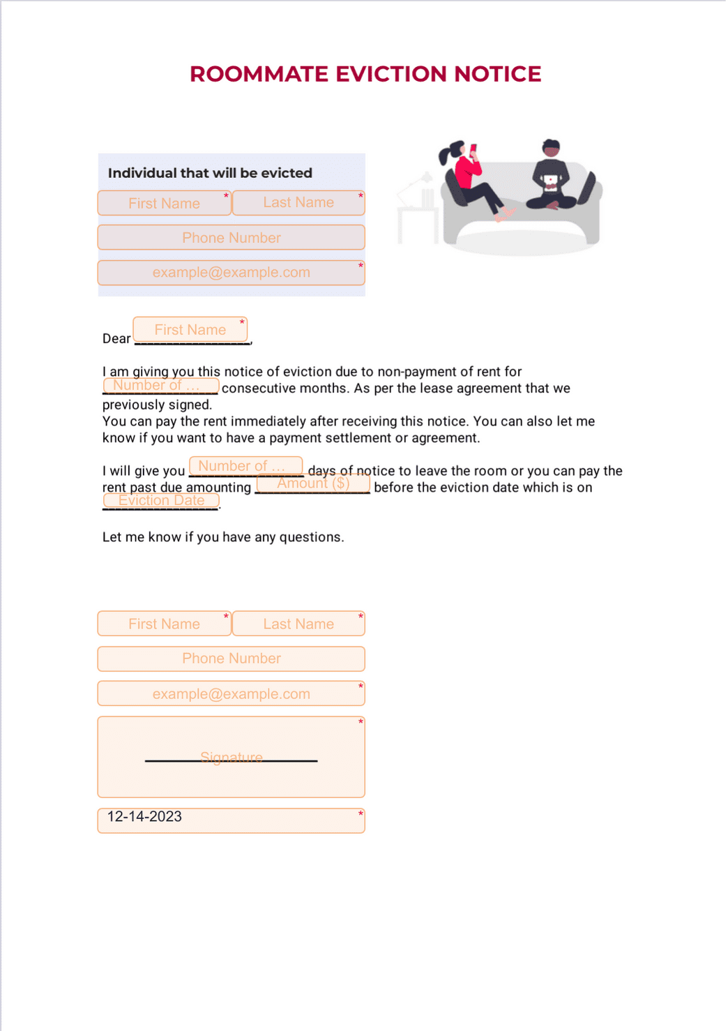 Roommate Eviction Notice PDF Template Jotform Roommate Eviction Notice PDF Template Jotform