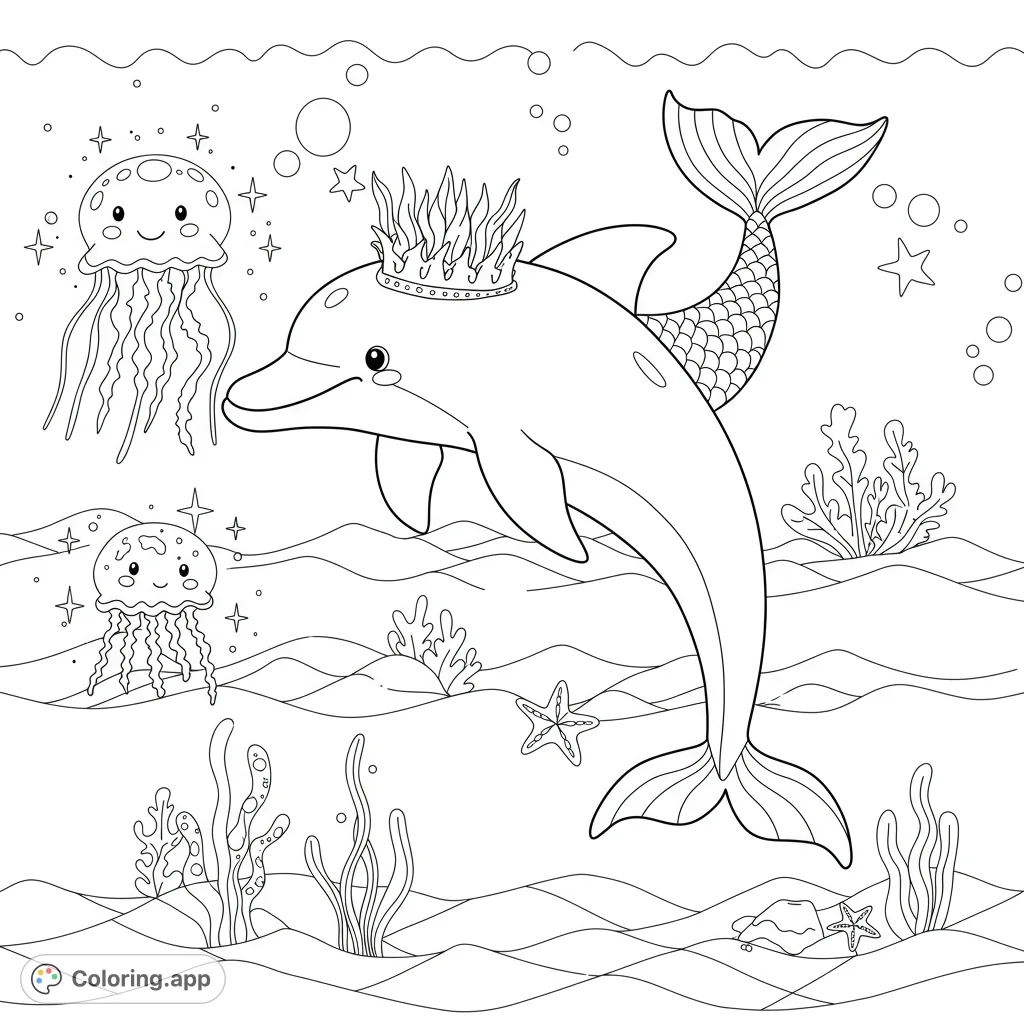 Royal Dolphin Underwater Adventure Coloring app