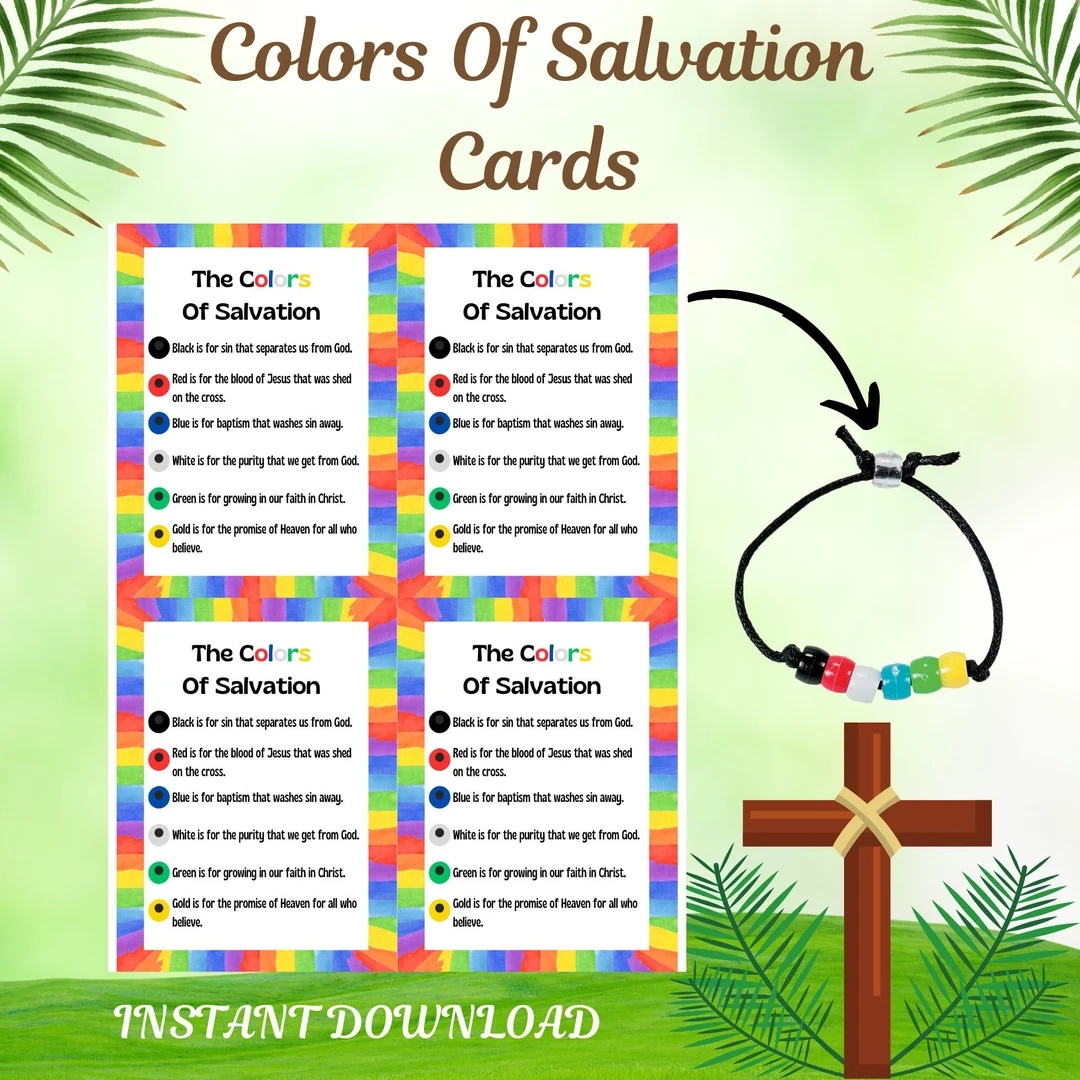 Salvation Bracelet Cards Sunday School Printable Tags digital Download Etsy