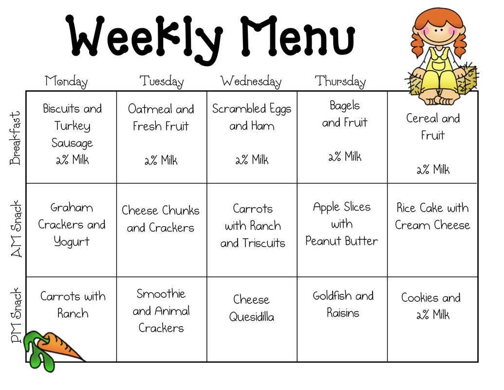 Sample Daycare Menus 10 Free PDF Printables Printablee