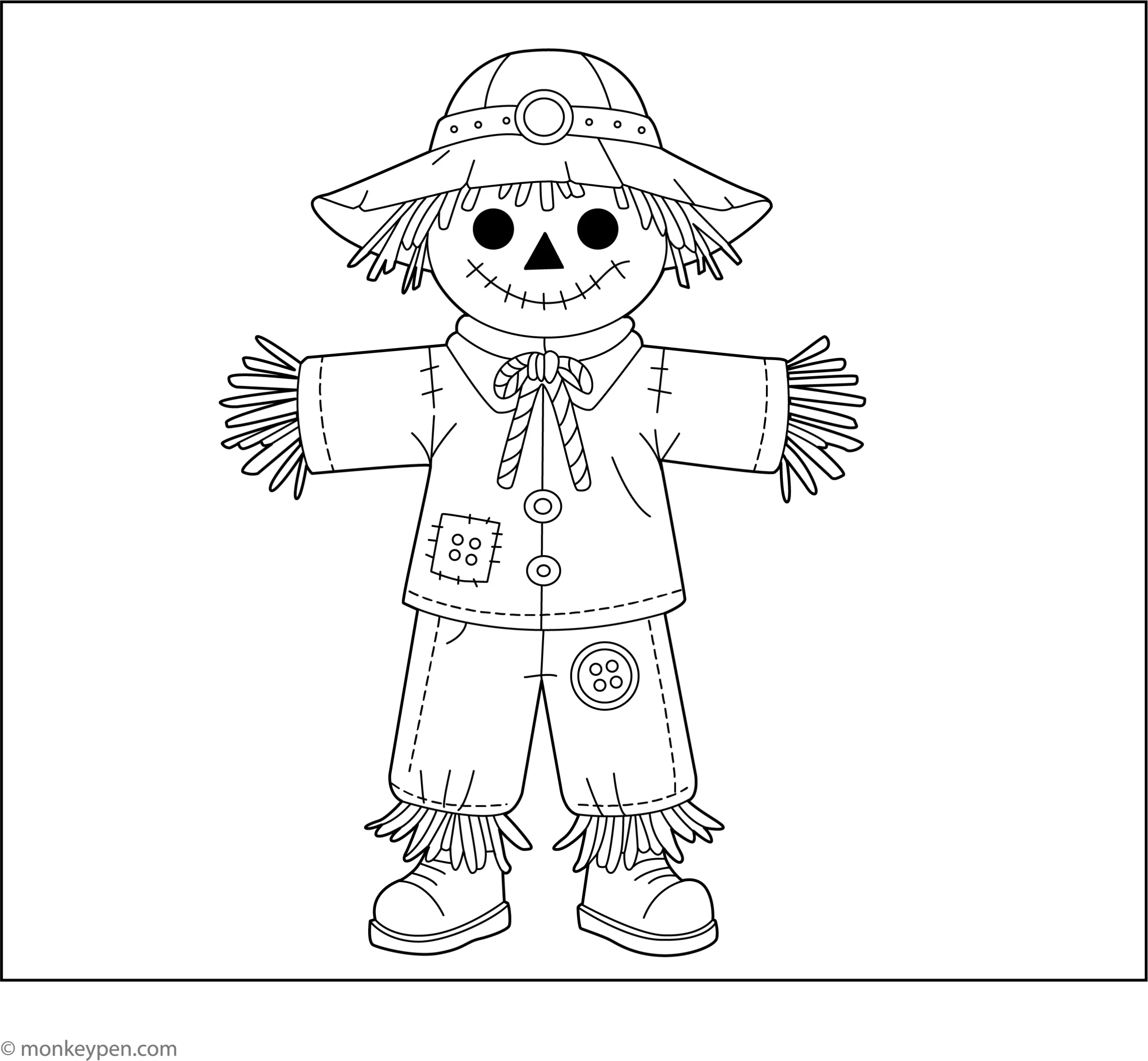 Scarecrow Coloring Page Free Printable PDF For Kids