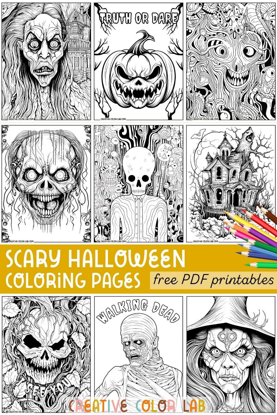Scary Halloween Coloring Pages Free Printables