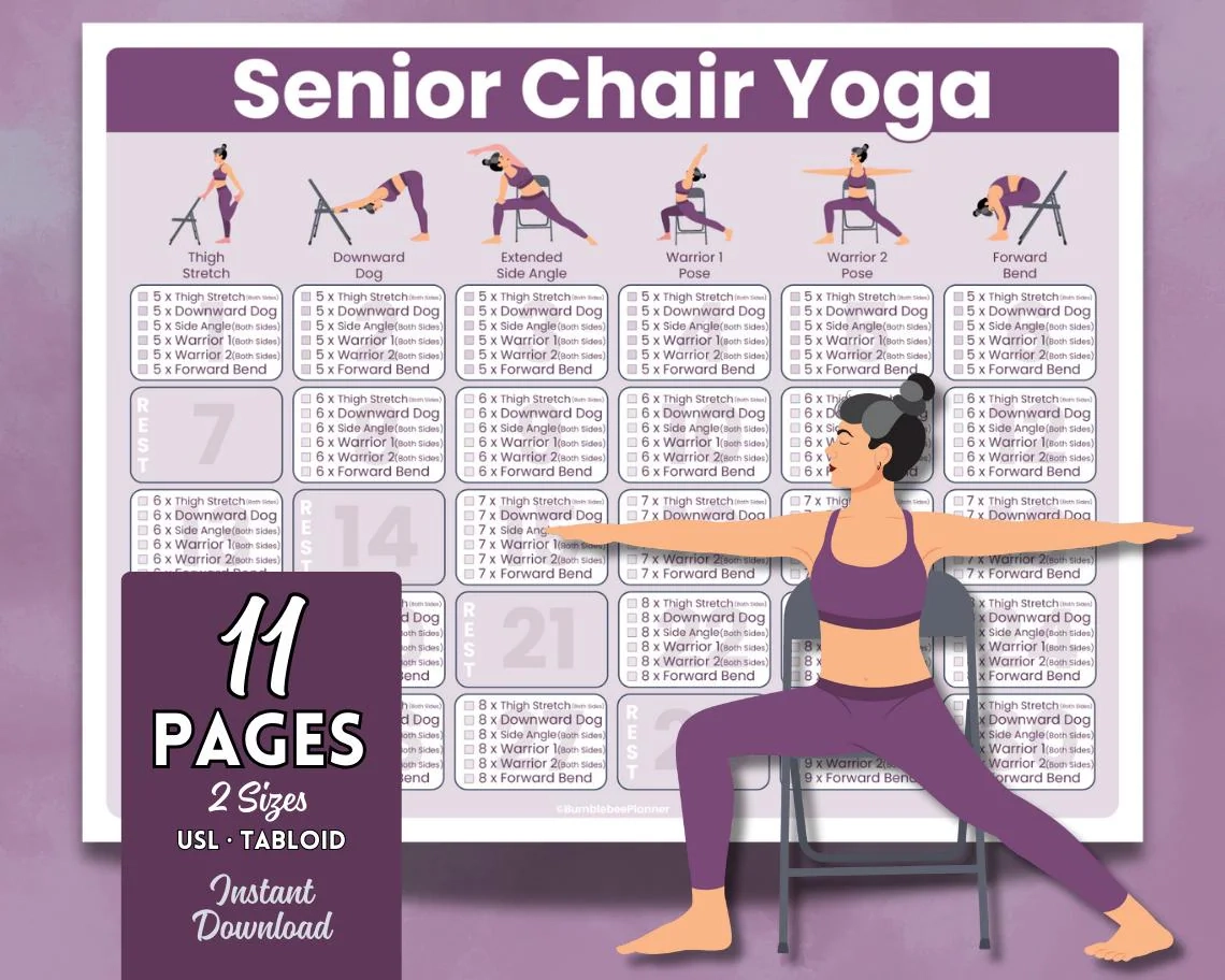 Senior Chair Yoga Poster 30 day Exercise Challenge PDF Etsy
