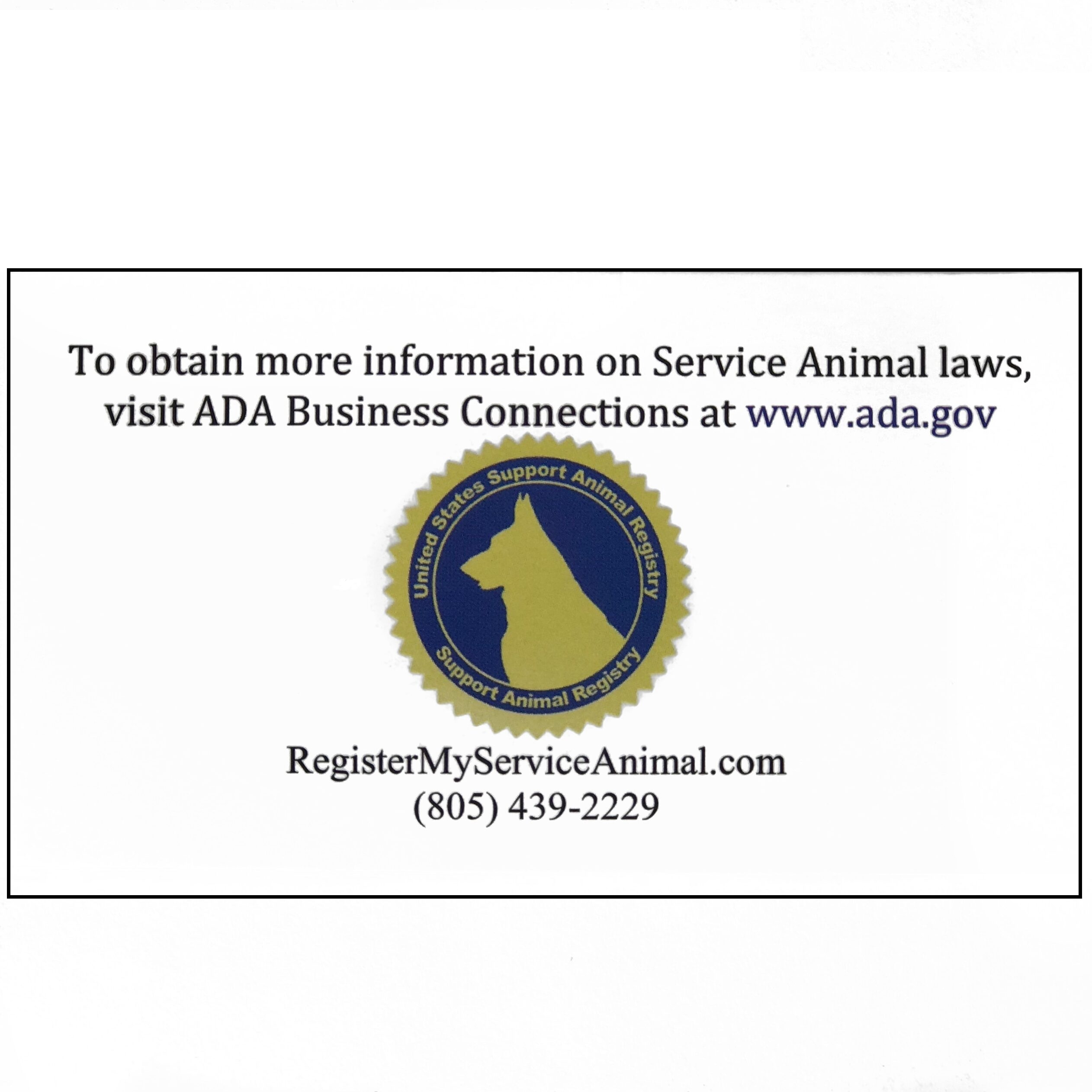 Service Animal Rights Handout Cards 25 Register My Service Animal LLC