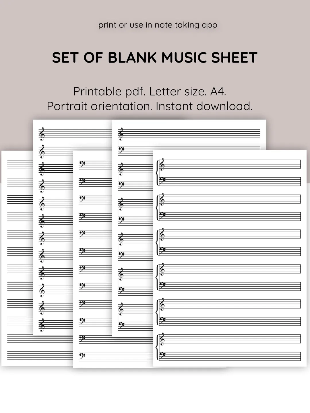 Set Of Blank Music Scores For Musicians Teachers And Composers Printable Blank Music Stave Blank Piano Sheet Music 