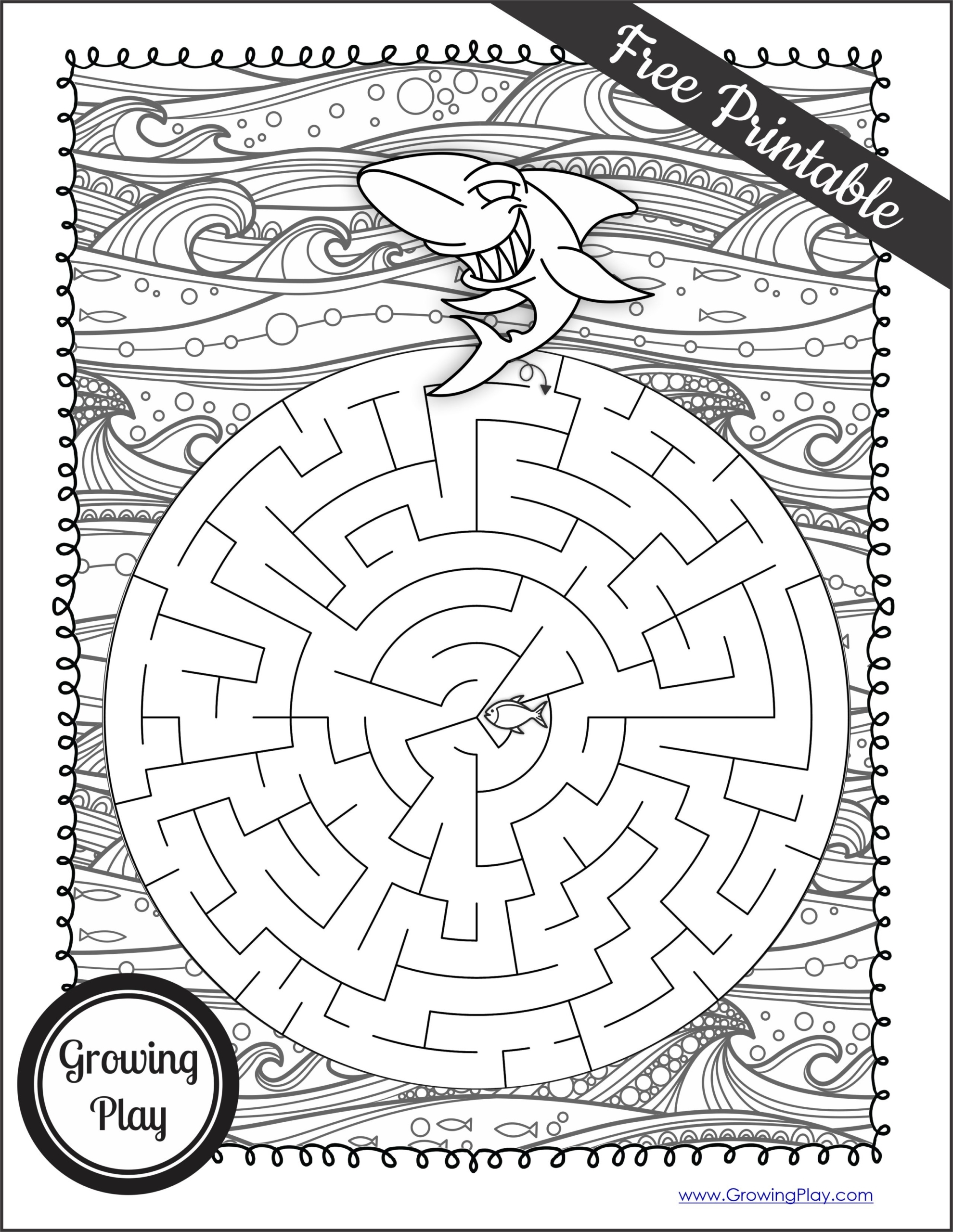 Shark Maze Free Printable PDF Growing Play Shark Maze Free Printable PDF Growing Play
