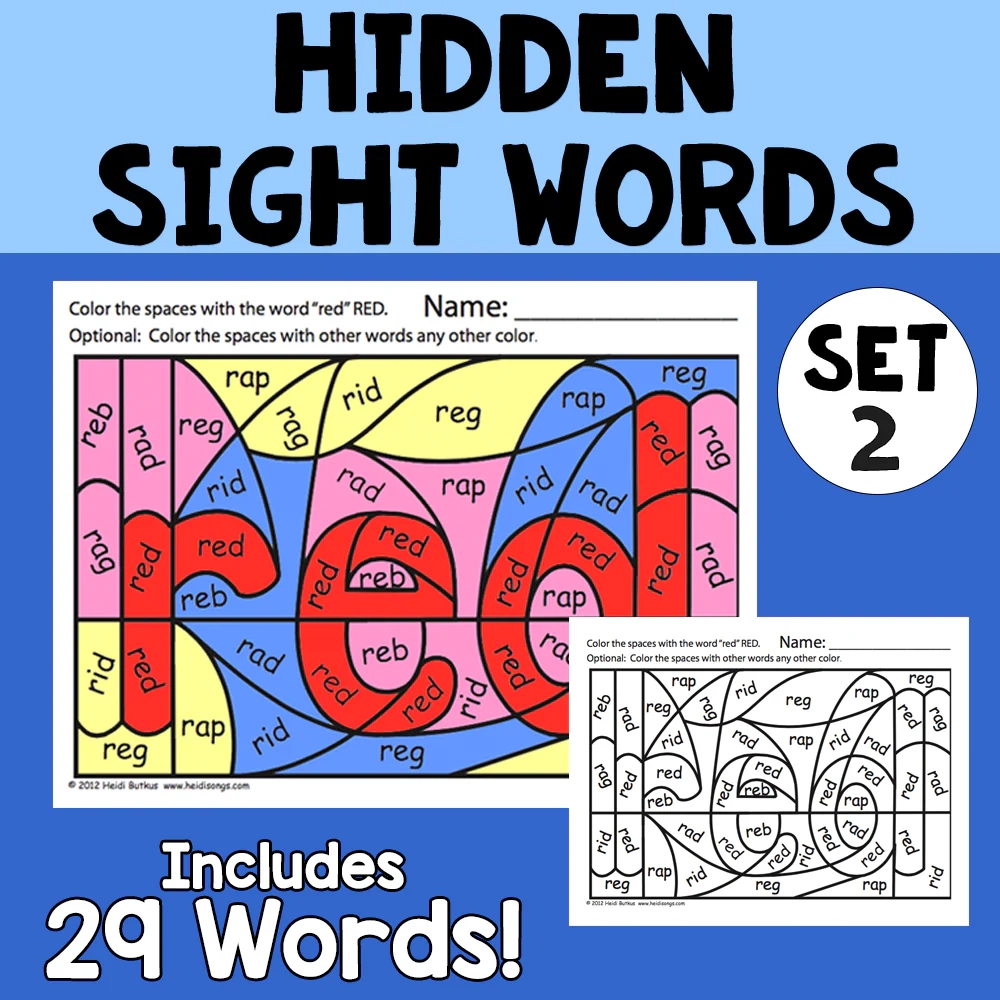 Sight Words 2 Hidden Sight Word Worksheets HeidiSongs Heidi Songs Sight Words 2 Hidden Sight Word Worksheets HeidiSongs Heidi Songs