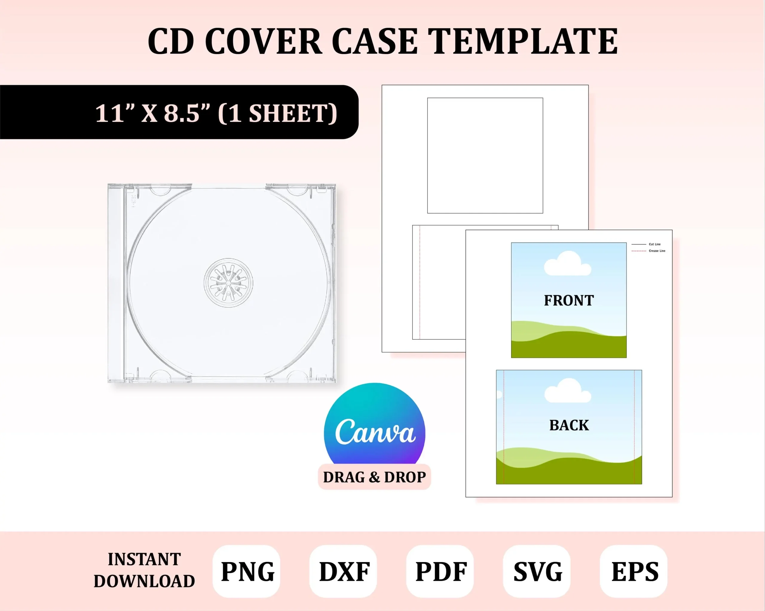 Slim Dvd Case Template Etsy Slim Dvd Case Template Etsy