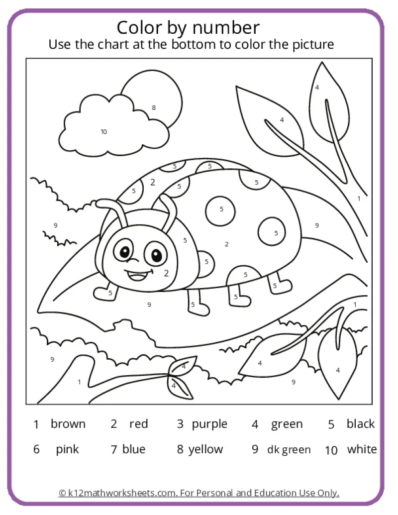 Spring Color By Number Pages K12 Math Worksheets