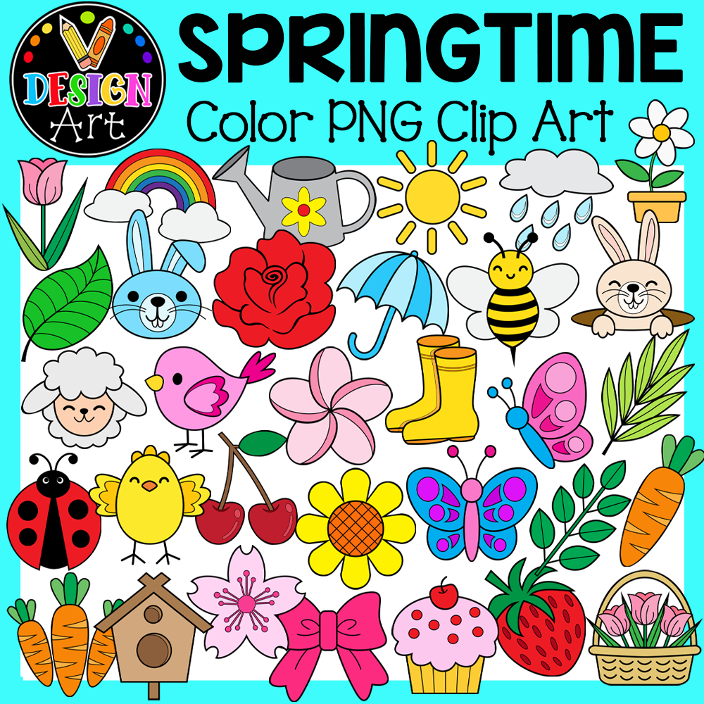 Springtime Color PNG Clip Art With Stroke Made By Teachers