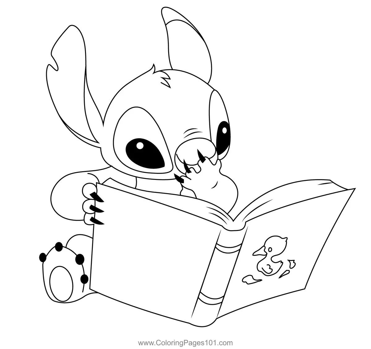 Stitch Reading Book Coloring Page For Kids Free Lilo Stitch Printable Coloring Pages Online For Kids ColoringPages101 Coloring Pages For Kids