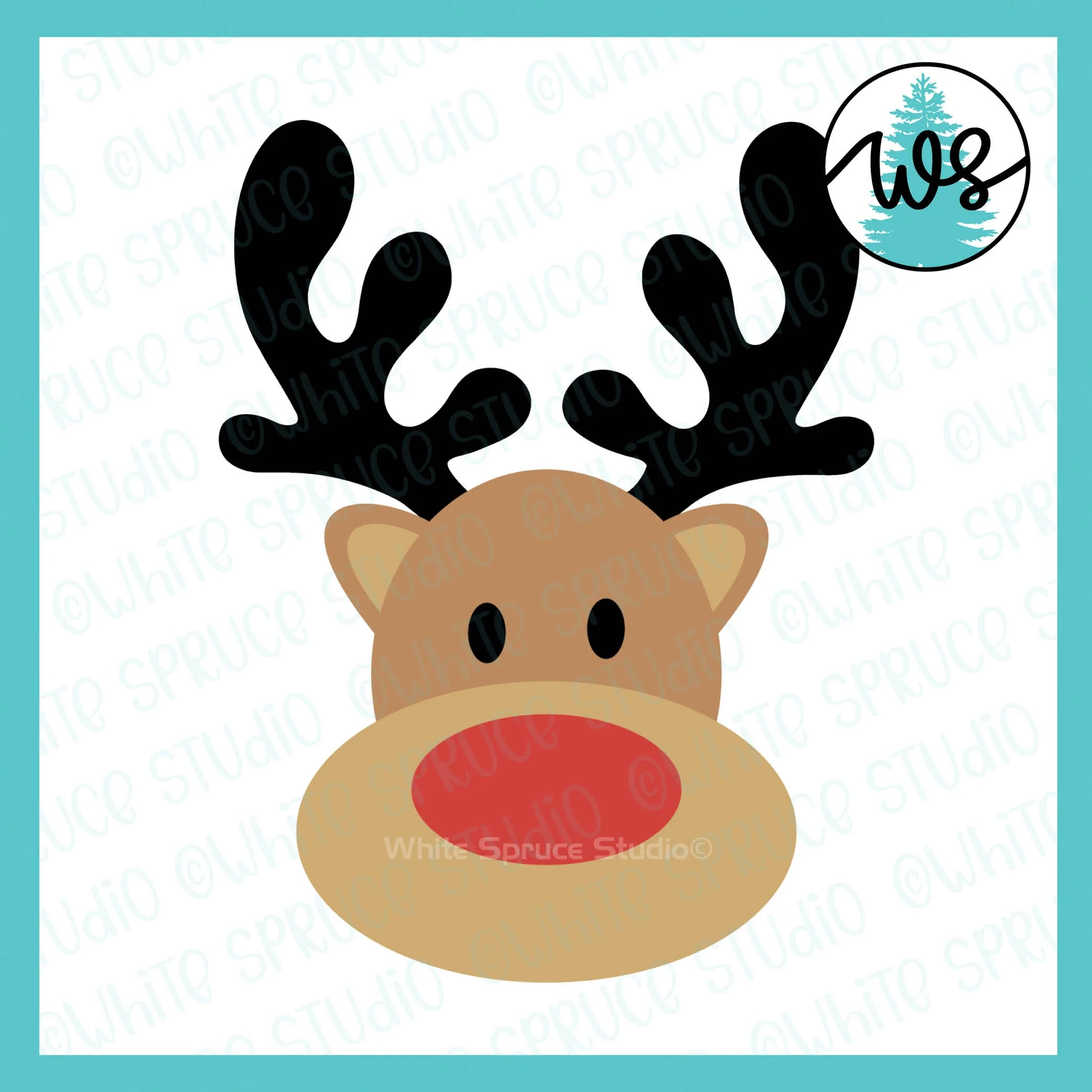 SVG Printable Christmas Reindeer Face White Spruce Studio