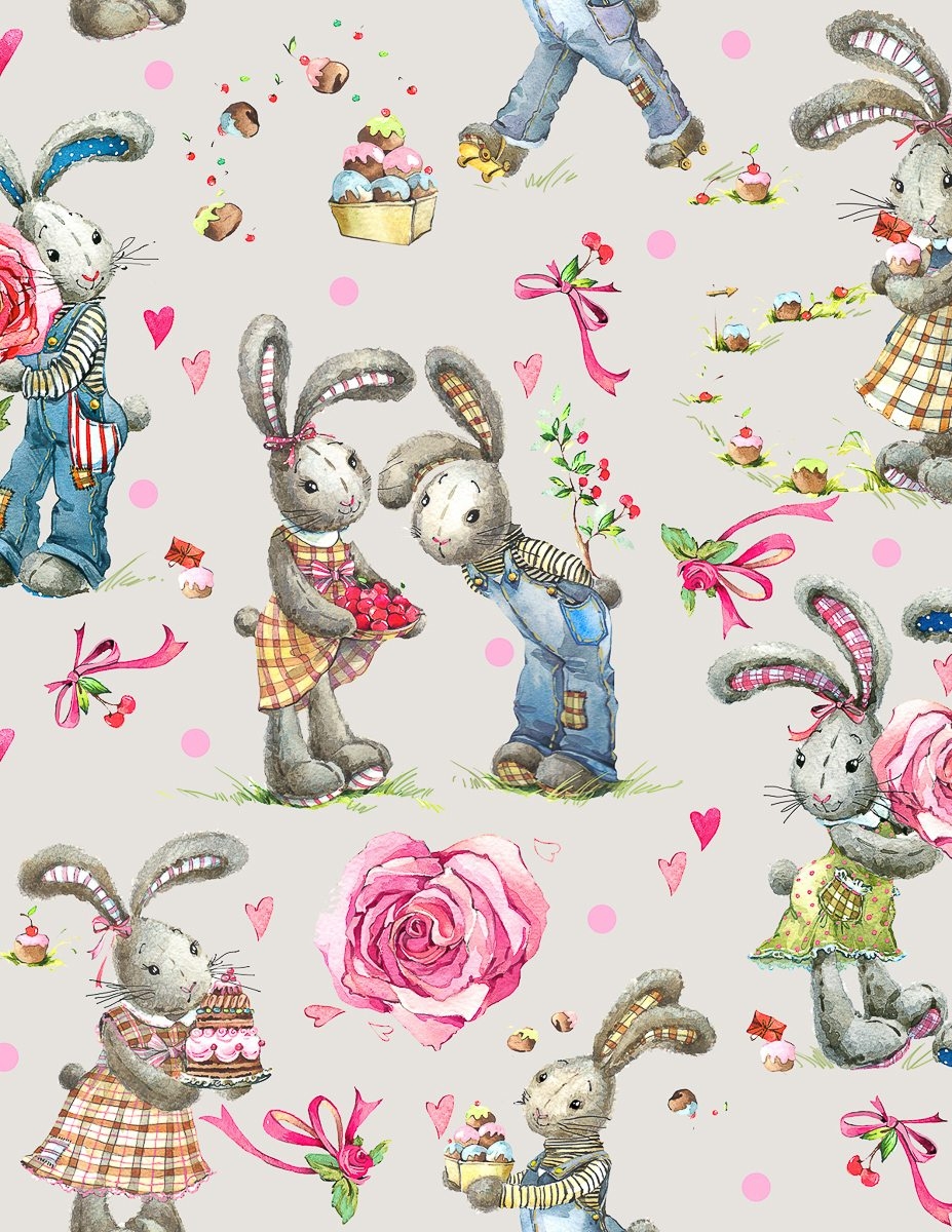 Sweet Watercolor Bunny Gift Wrap Free Printable TINSELBOX