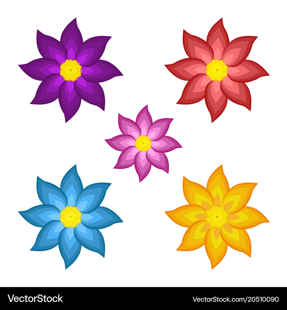 Templates Of Bright Colored Stylized Flowers Royalty Free Vector VectorStock Templates Of Bright Colored Stylized Flowers Royalty Free Vector VectorStock