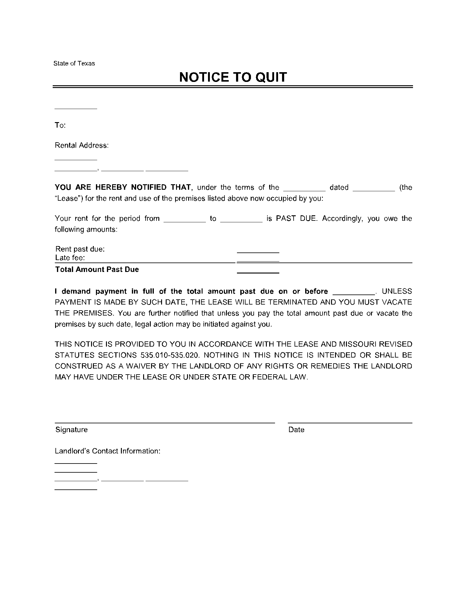 Texas Eviction Notice Form Free Download CocoSign