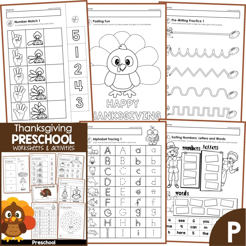 Thanksgiving No Prep Preschool Worksheets Activities In My World