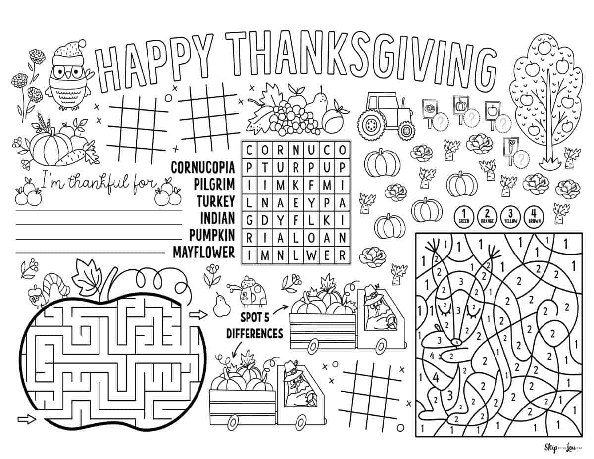 Thanksgiving Placemats Skip To My Lou