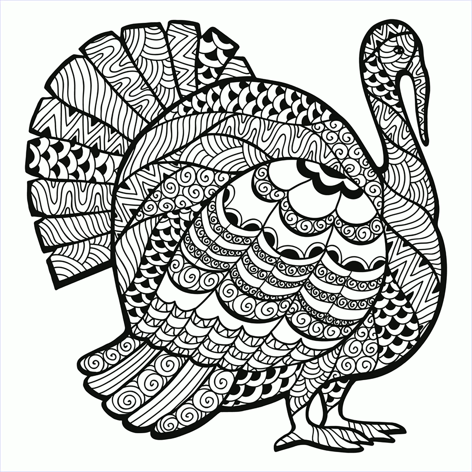 Thanksgiving Turkey With Zentangle Thanksgiving Coloring Pages For Adults