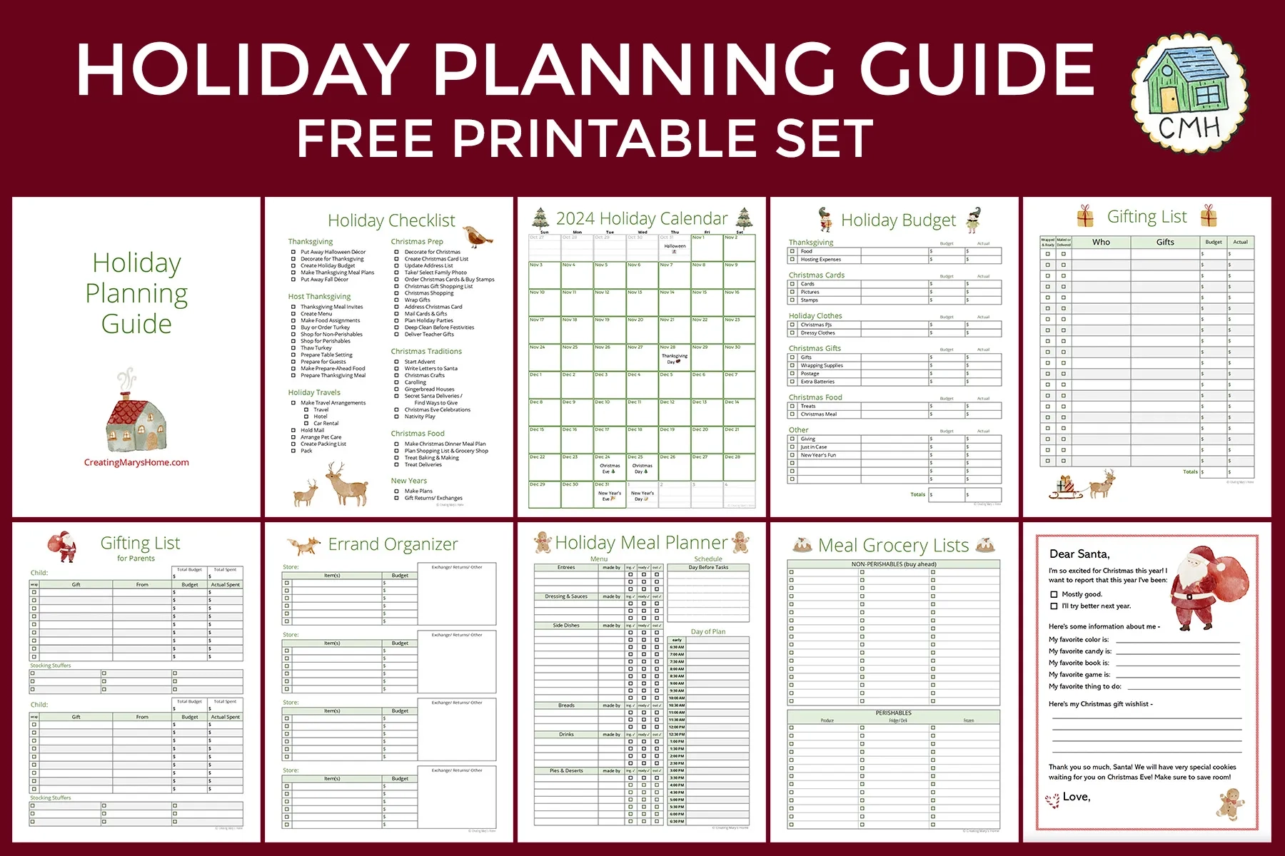 The Holiday Planning Guide FREE PRINTABLE SET Creatingmaryshome The Holiday Planning Guide FREE PRINTABLE SET Creatingmaryshome