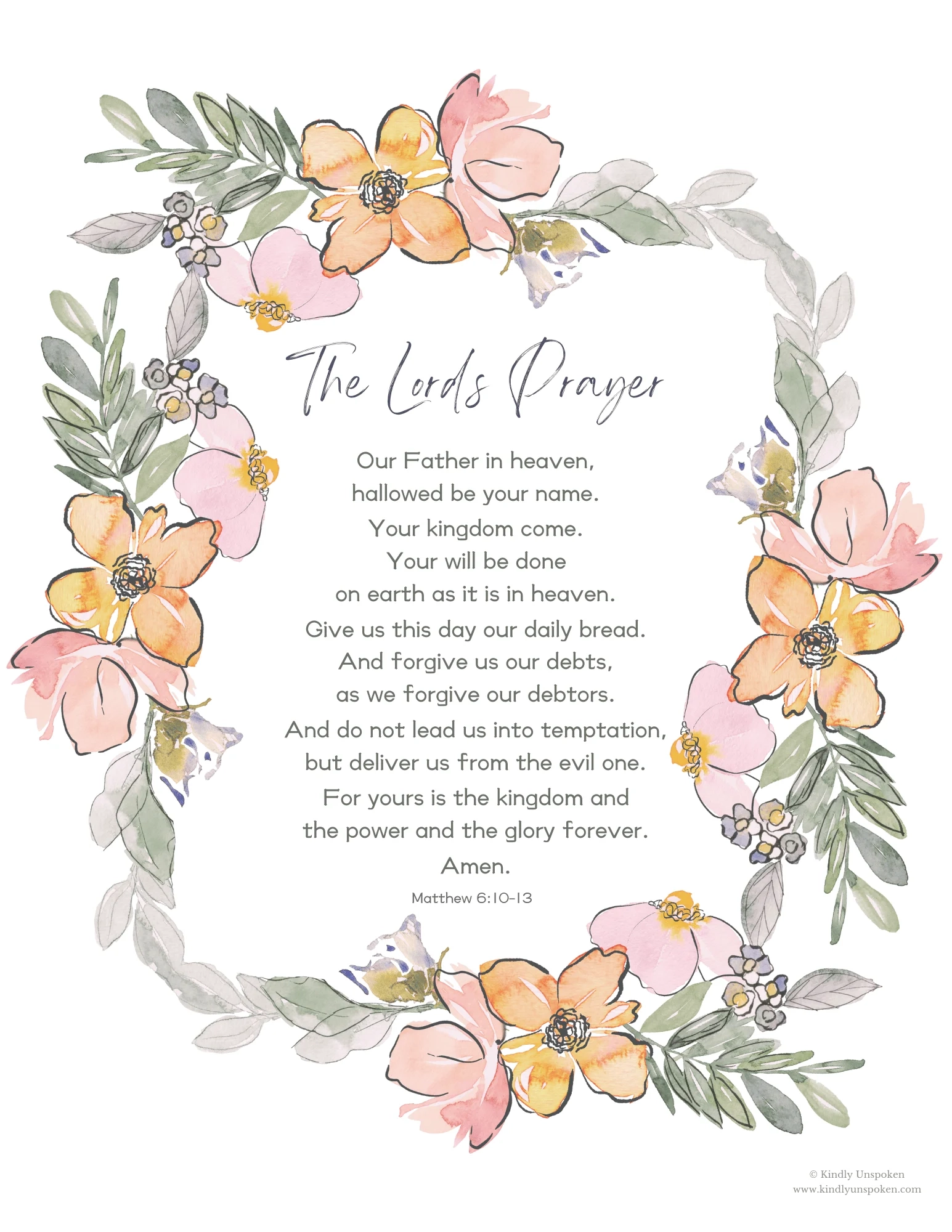 The Lord s Prayer Printable PDF Free Bible Wall Art Kindly Unspoken